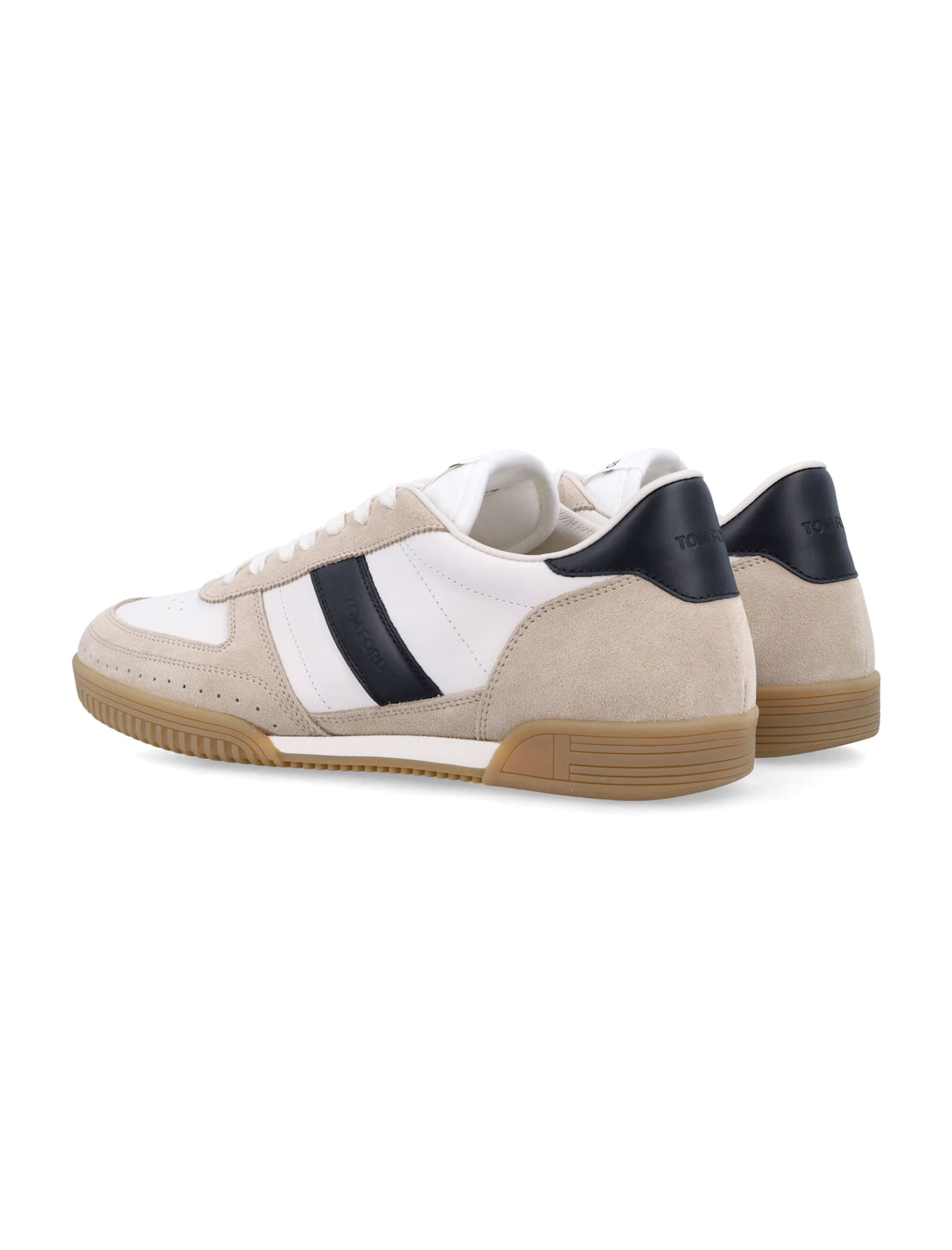 Tom Ford Terence Leather And Suede Sneakers In Dune Black Amber