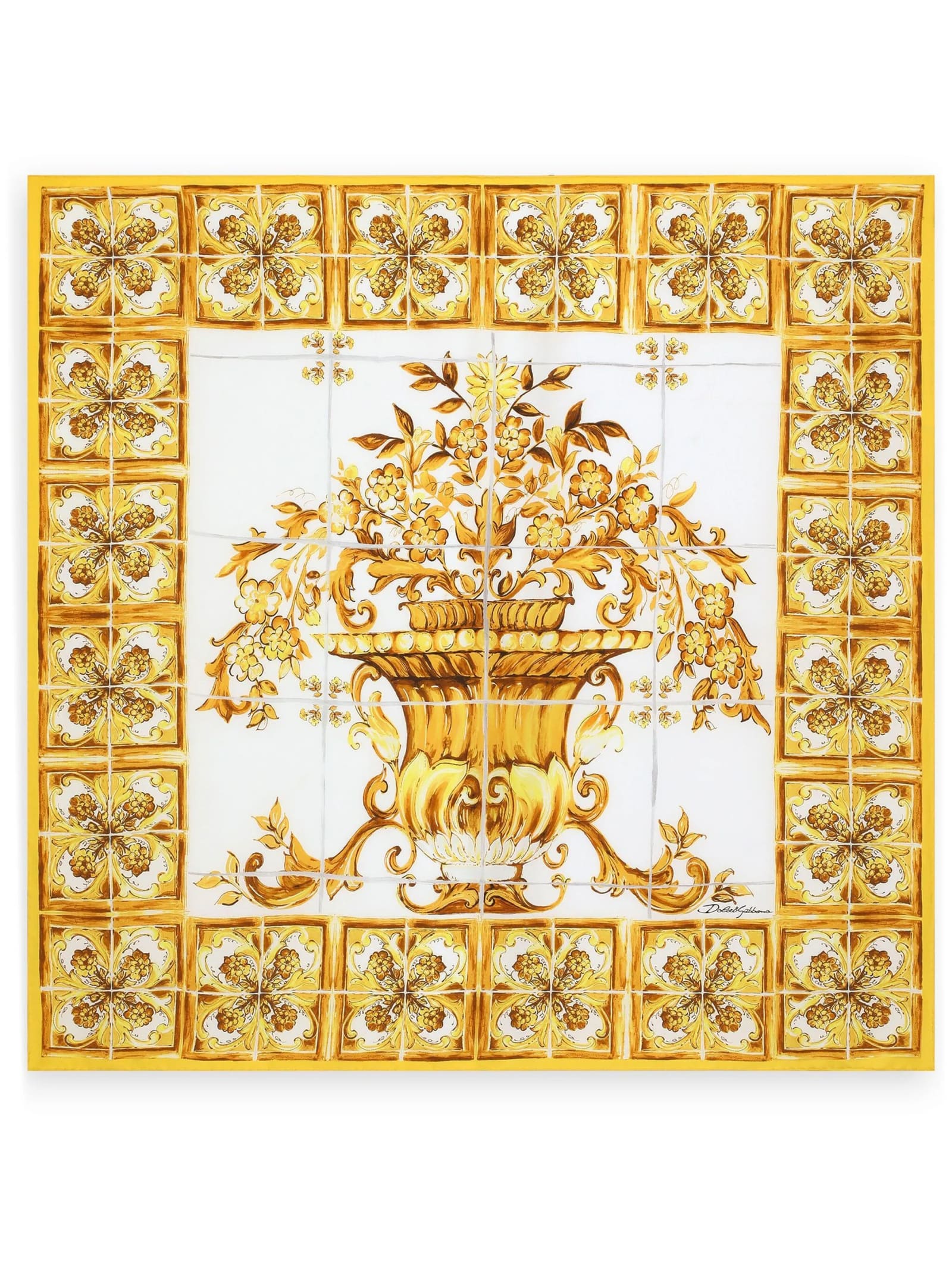 Shop Dolce & Gabbana Foulard 90x90 St Maiolica In On Giallo