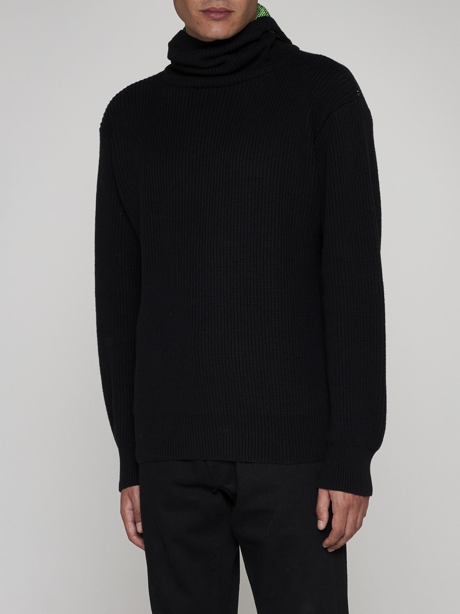 Shop Aries Balaclava Cotton Sweater In Black