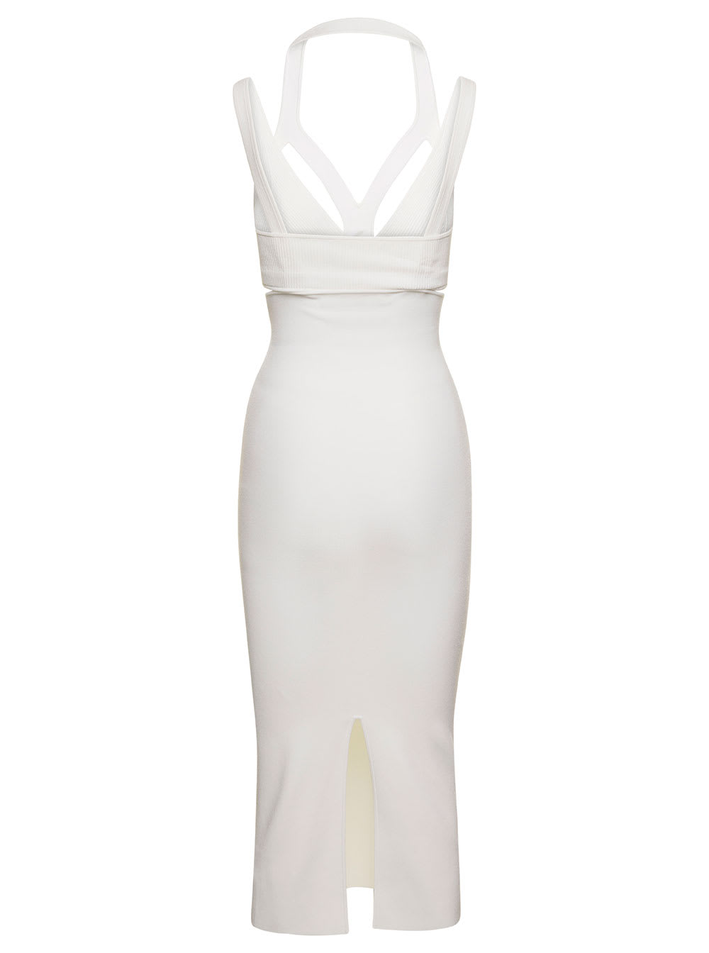 Shop Dion Lee Interlink Midi White Dress With Cut-out Detail In Viscose Blend Woman