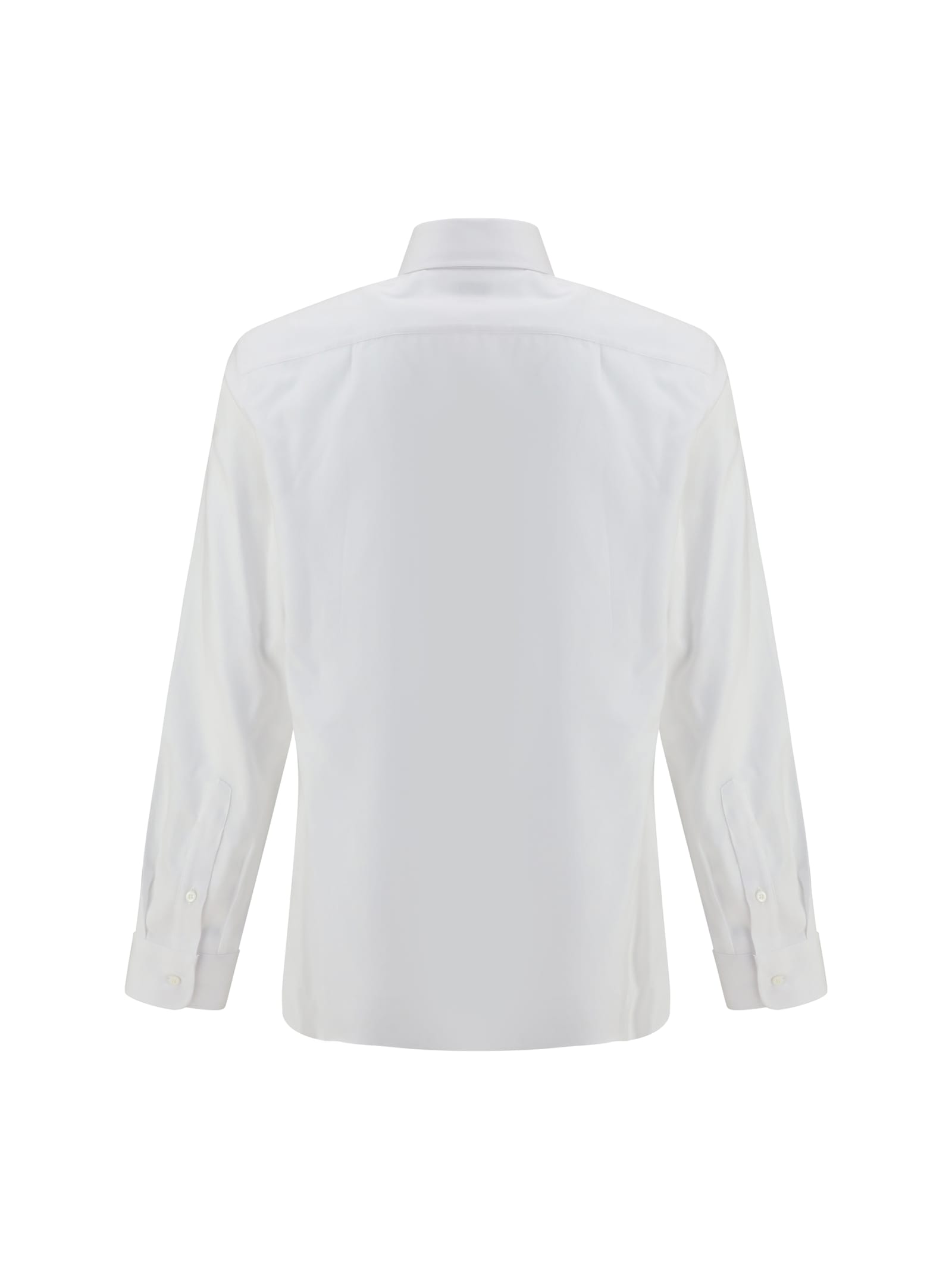 Brunello Cucinelli Linen Shirt With Back Yoke And Curved Hem In White