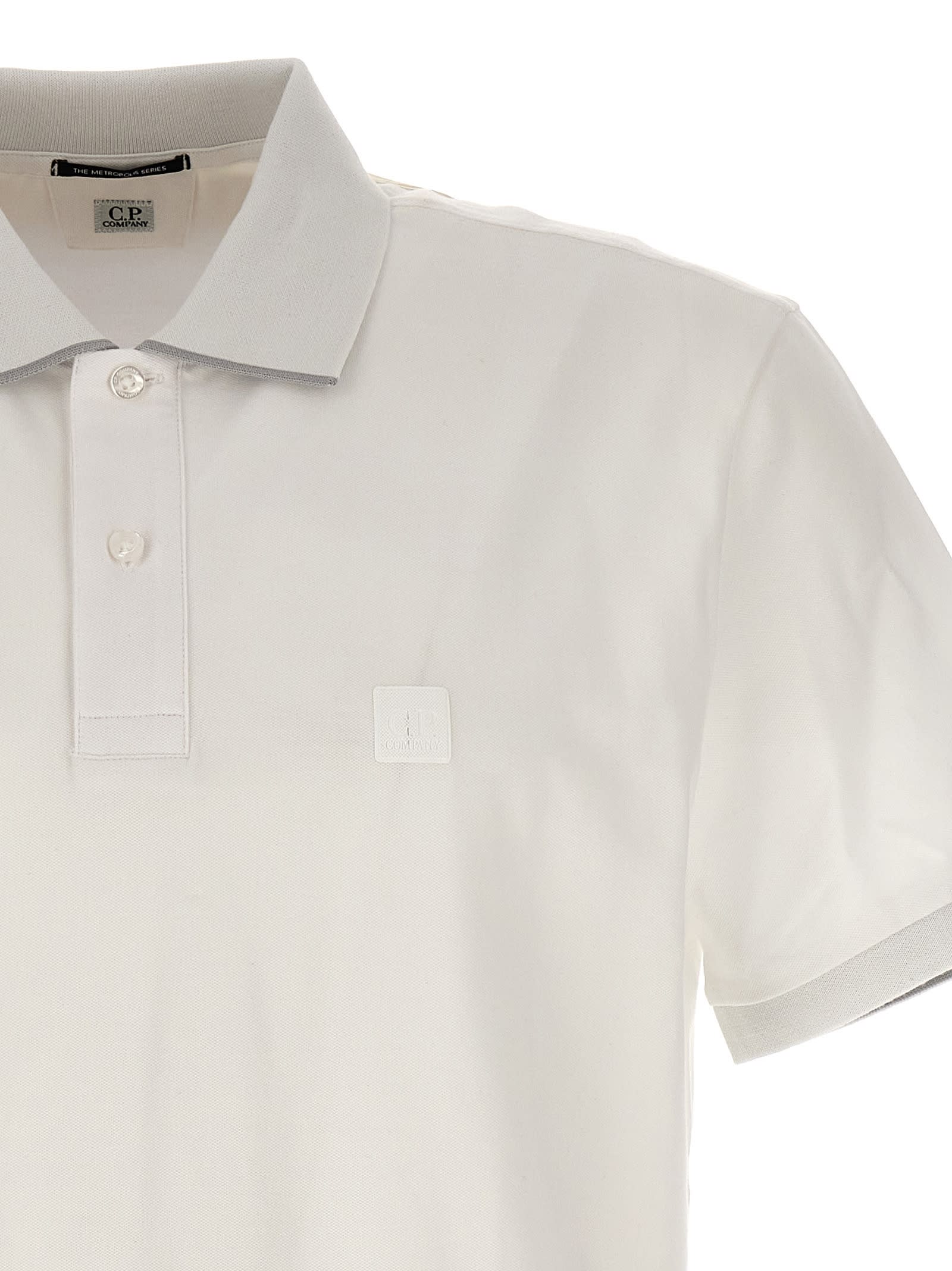 Shop C.p. Company The Metropolis Series Polo Shirt In White