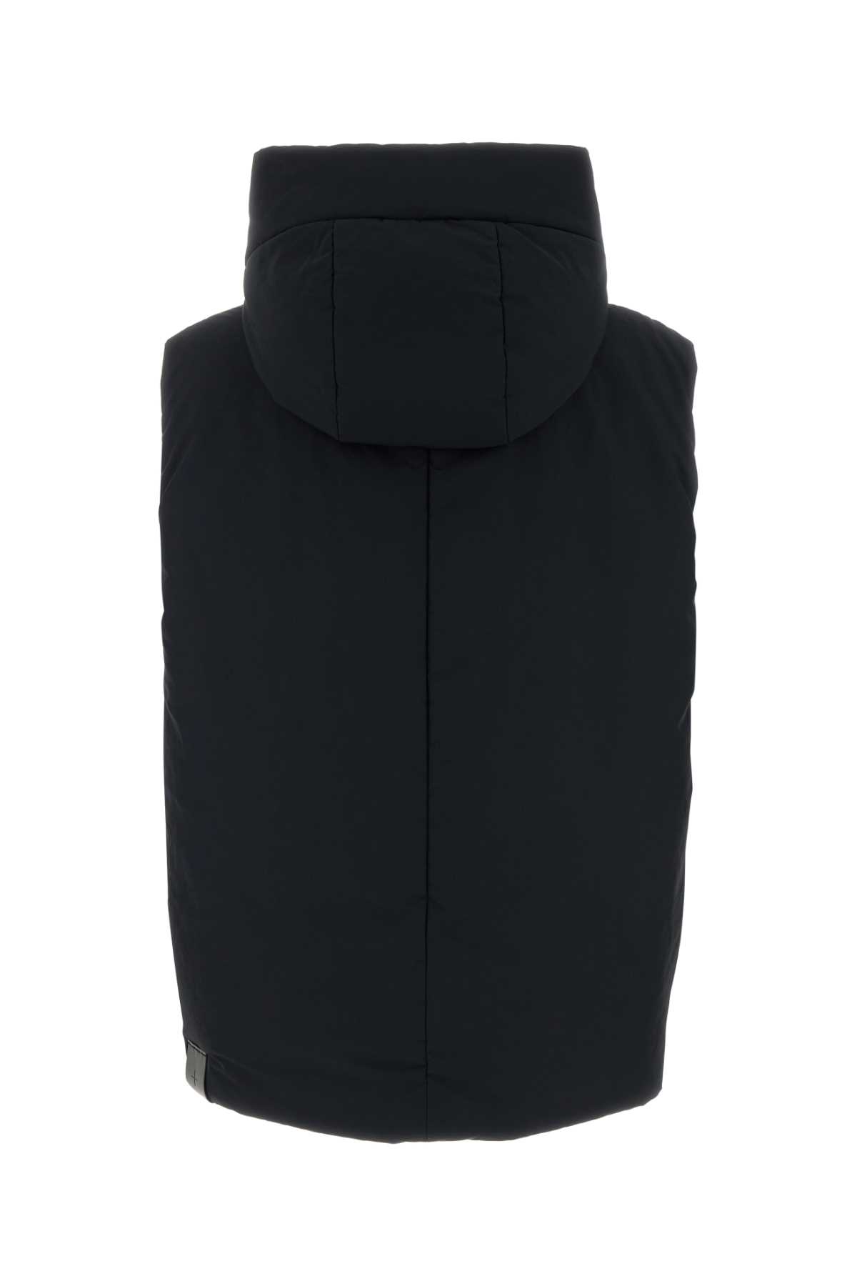 Jil Sander Insulated Sleeveless High Collar Jacket In Black