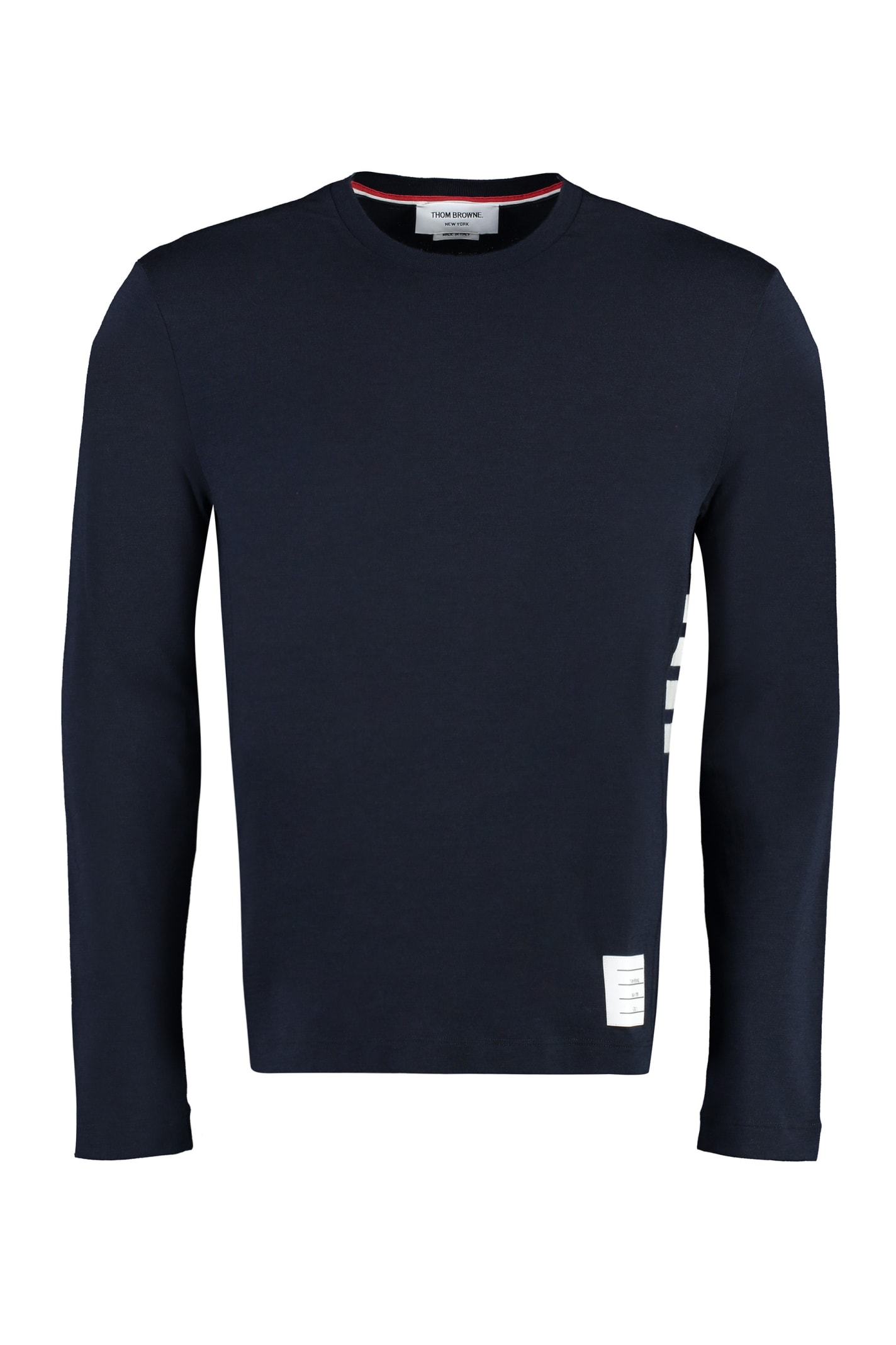 Shop Thom Browne Long Sleeve Wool T-shirt In Light Grey