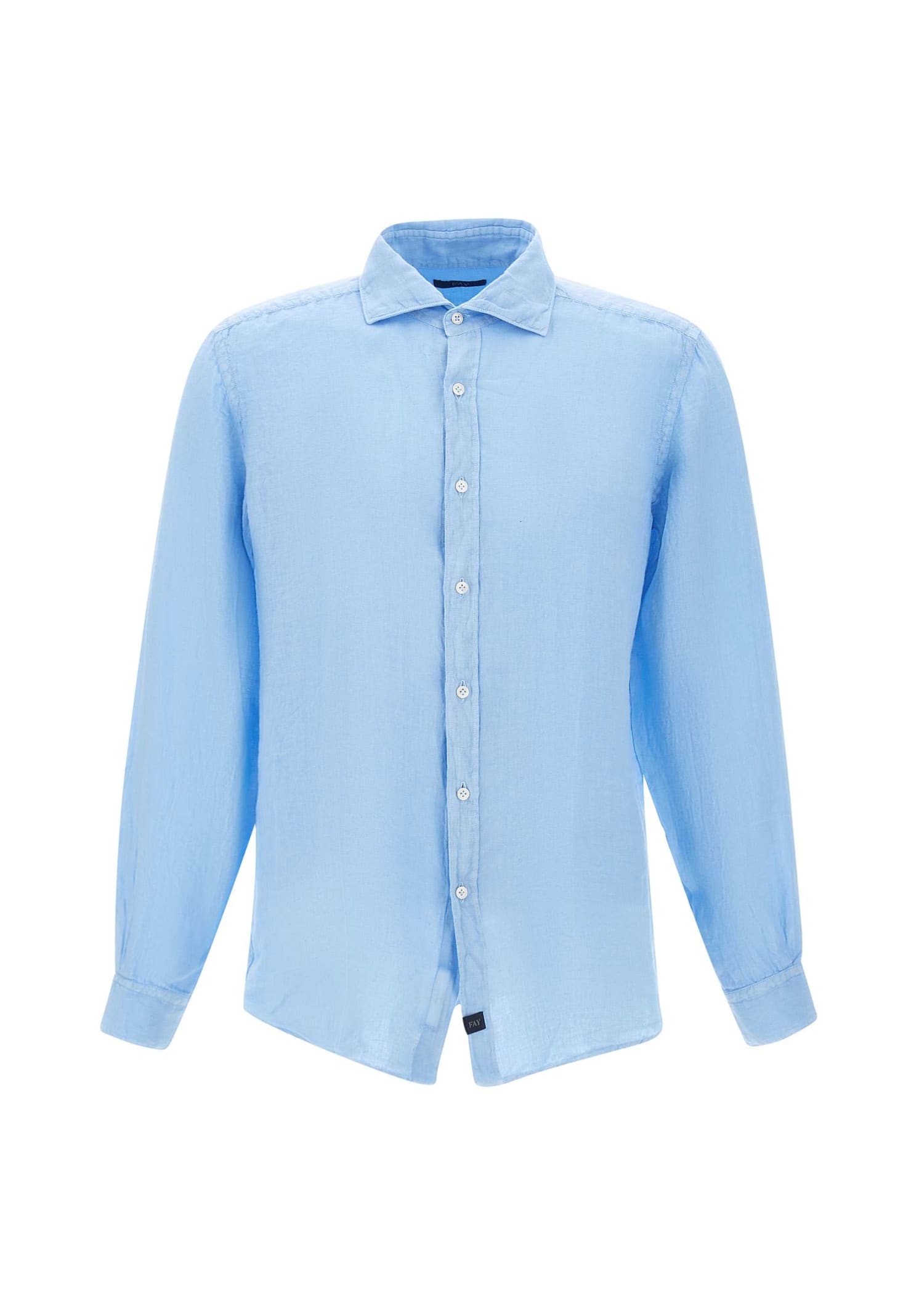 Shop Fay Linen Shirt In Clear Blue