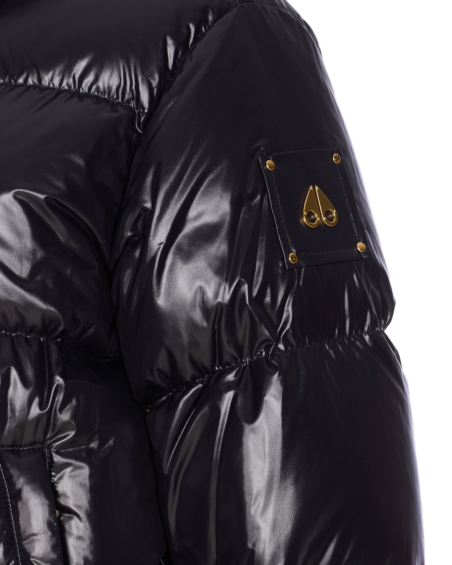 Moose Knuckles Hooded Padded Quilted Jacket With Zip Pockets In Blue