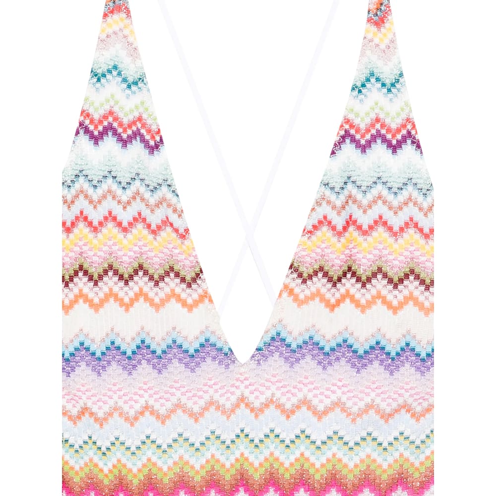Missoni Zigzag-pattern Cross-back Swimsuit In Multi