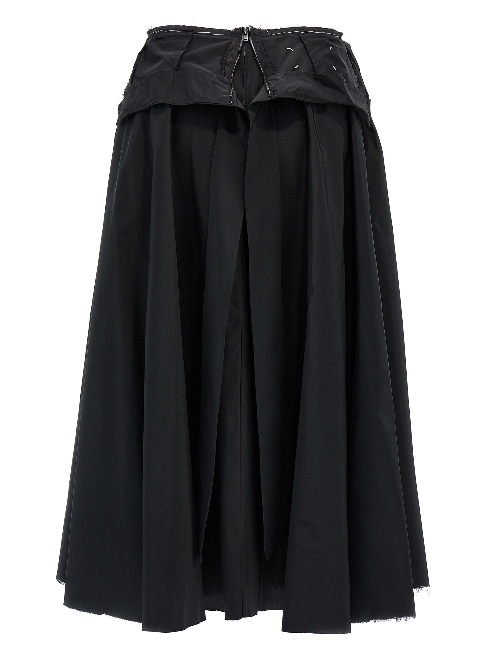 Shop Maison Margiela Taffeta Midi Skirt In Black