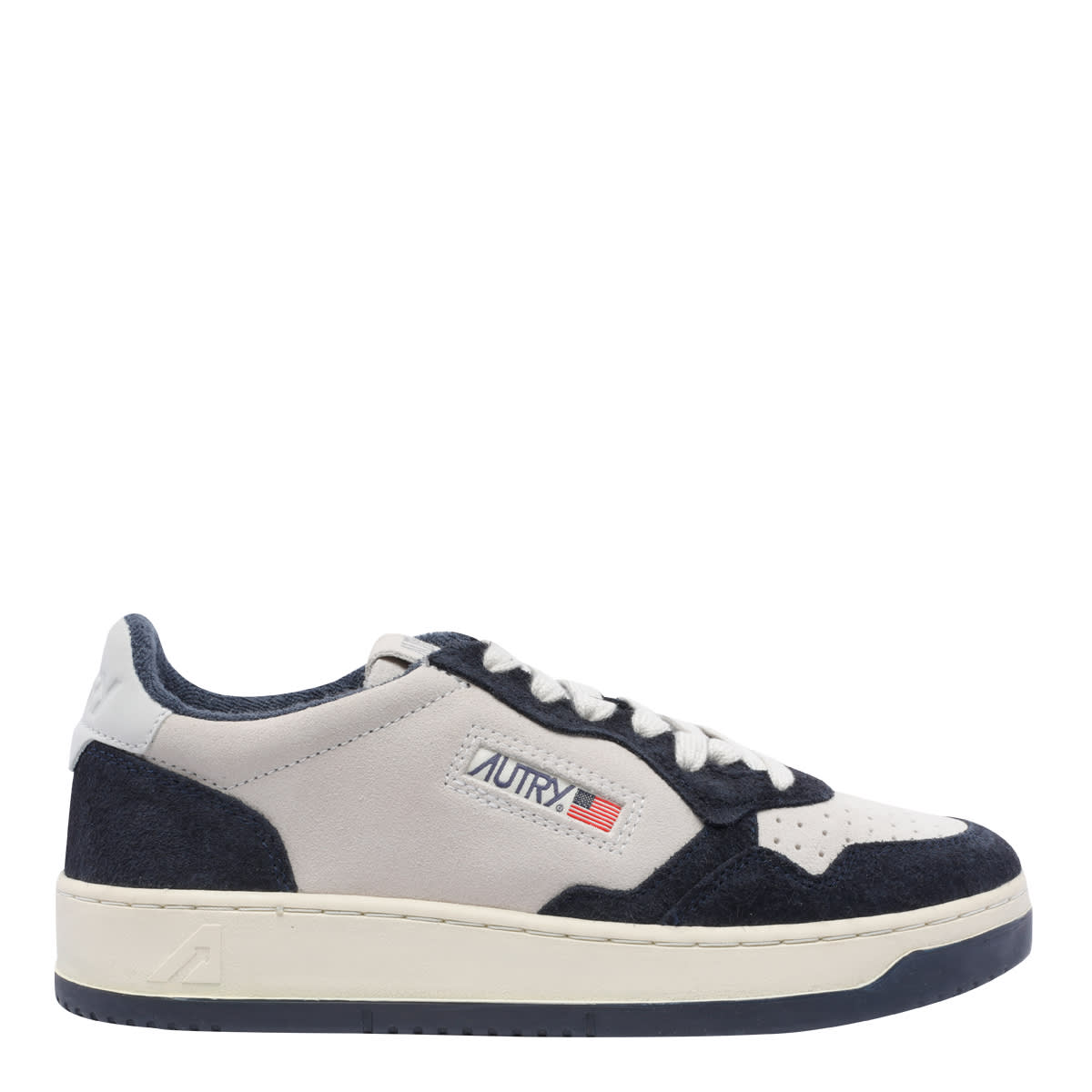 Autry Low-top Sneakers With Textured And Smooth Leather Design In White