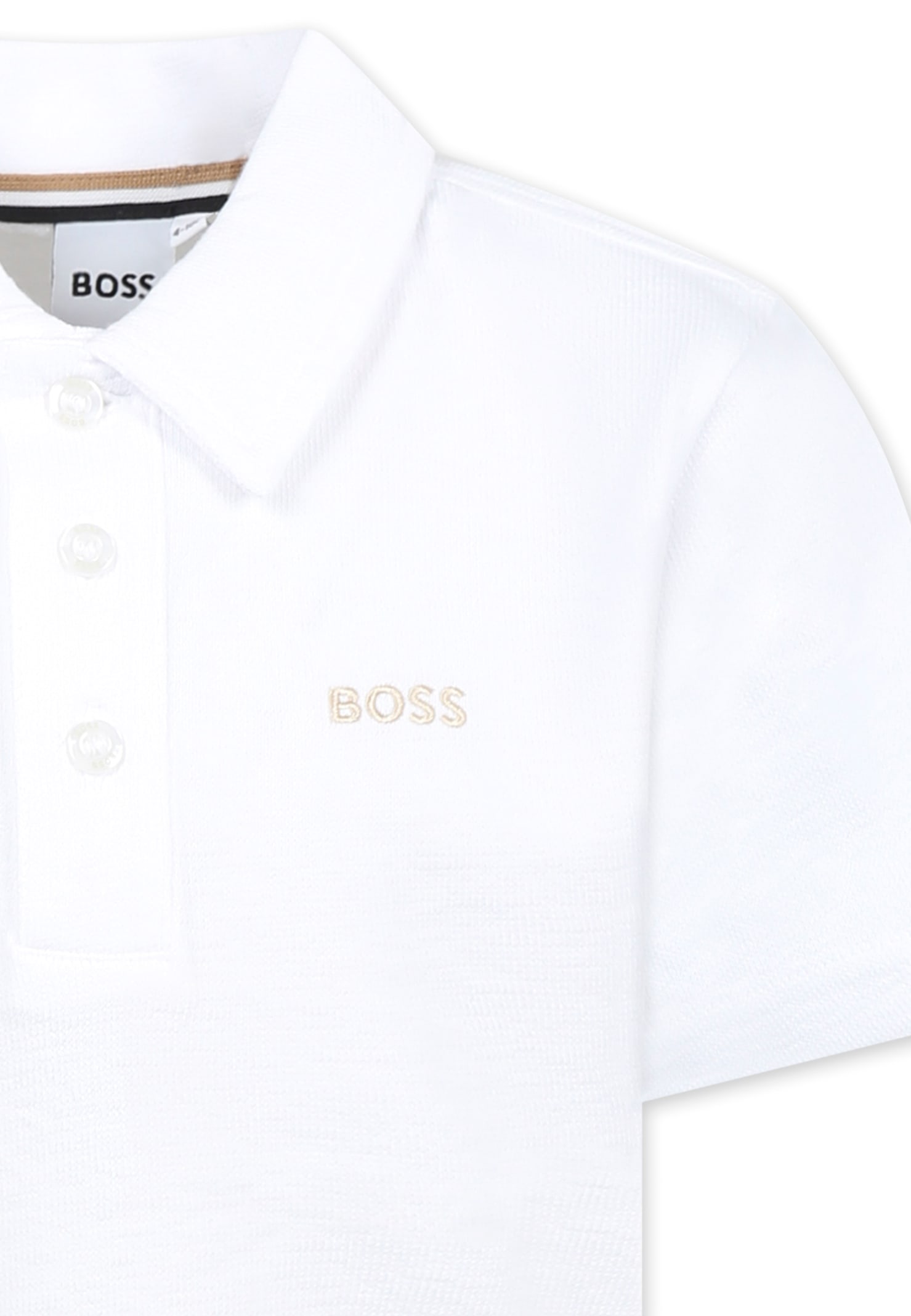 Hugo Boss White Polo Shirt For Boy With Logo In White