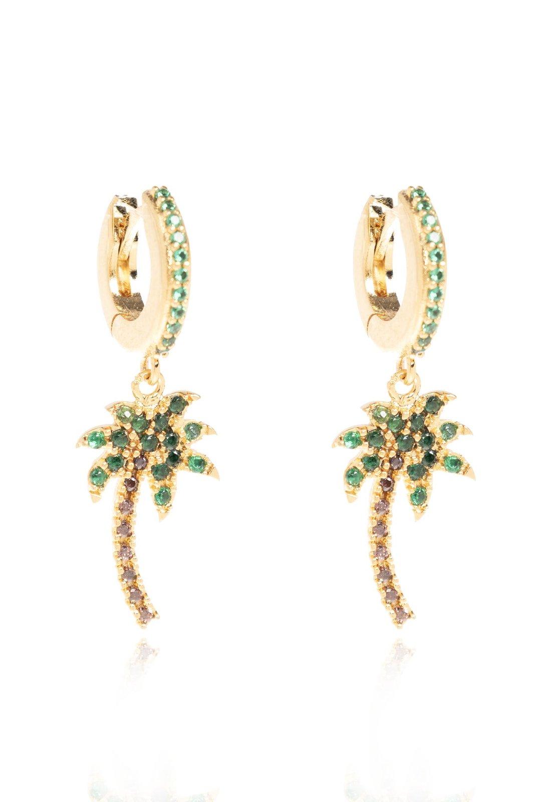 Shop Palm Angels Palm Tree Hoop Earrings In Gold