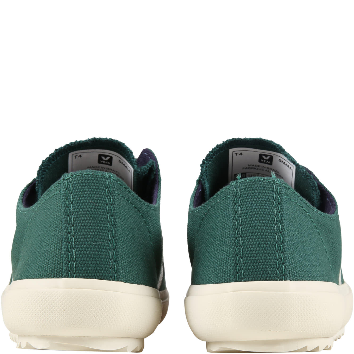Shop Veja Green Sneakers For Kids With Ivory Logo