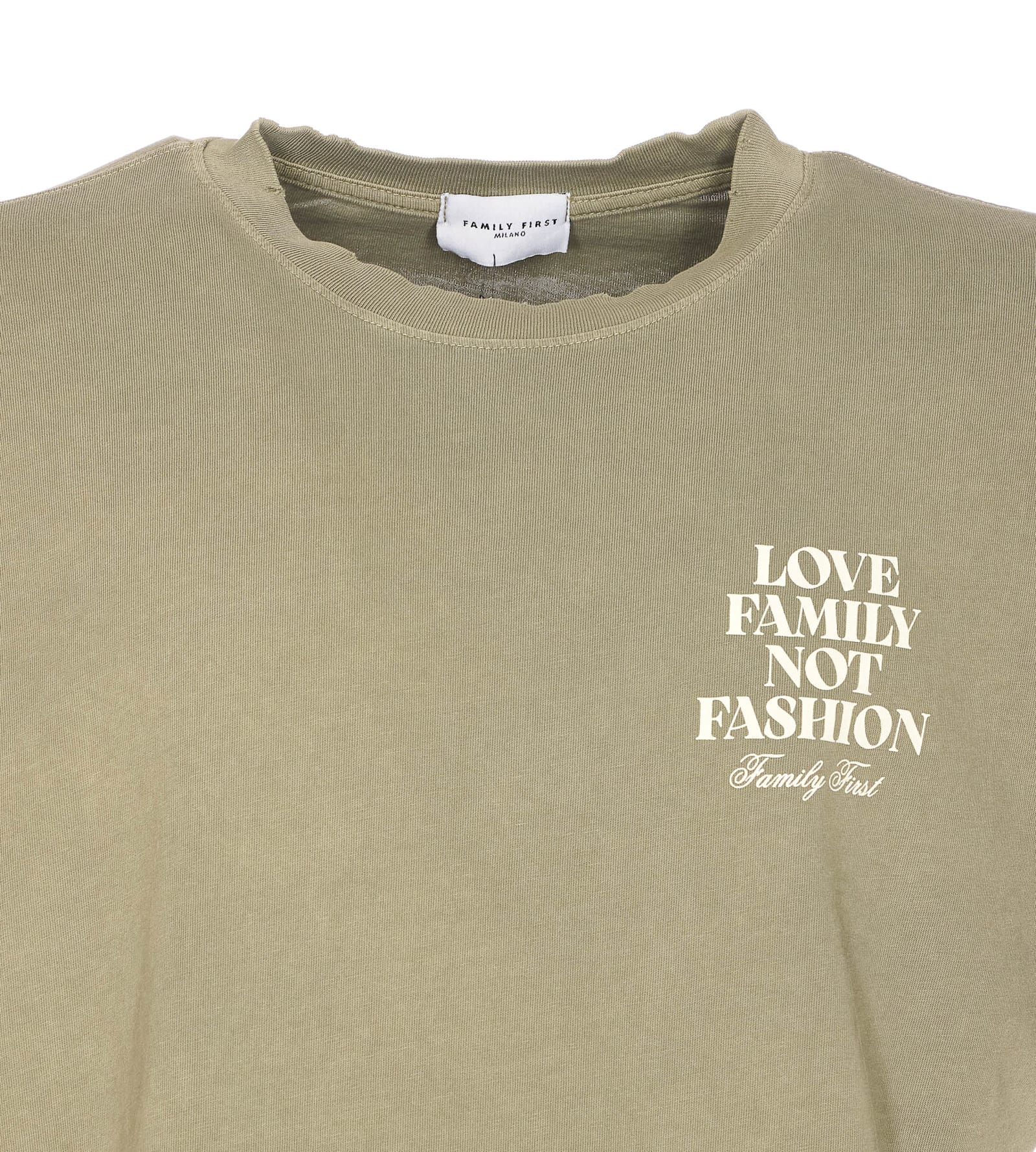 Family First Crew Neck Logo-print T-shirt In Green