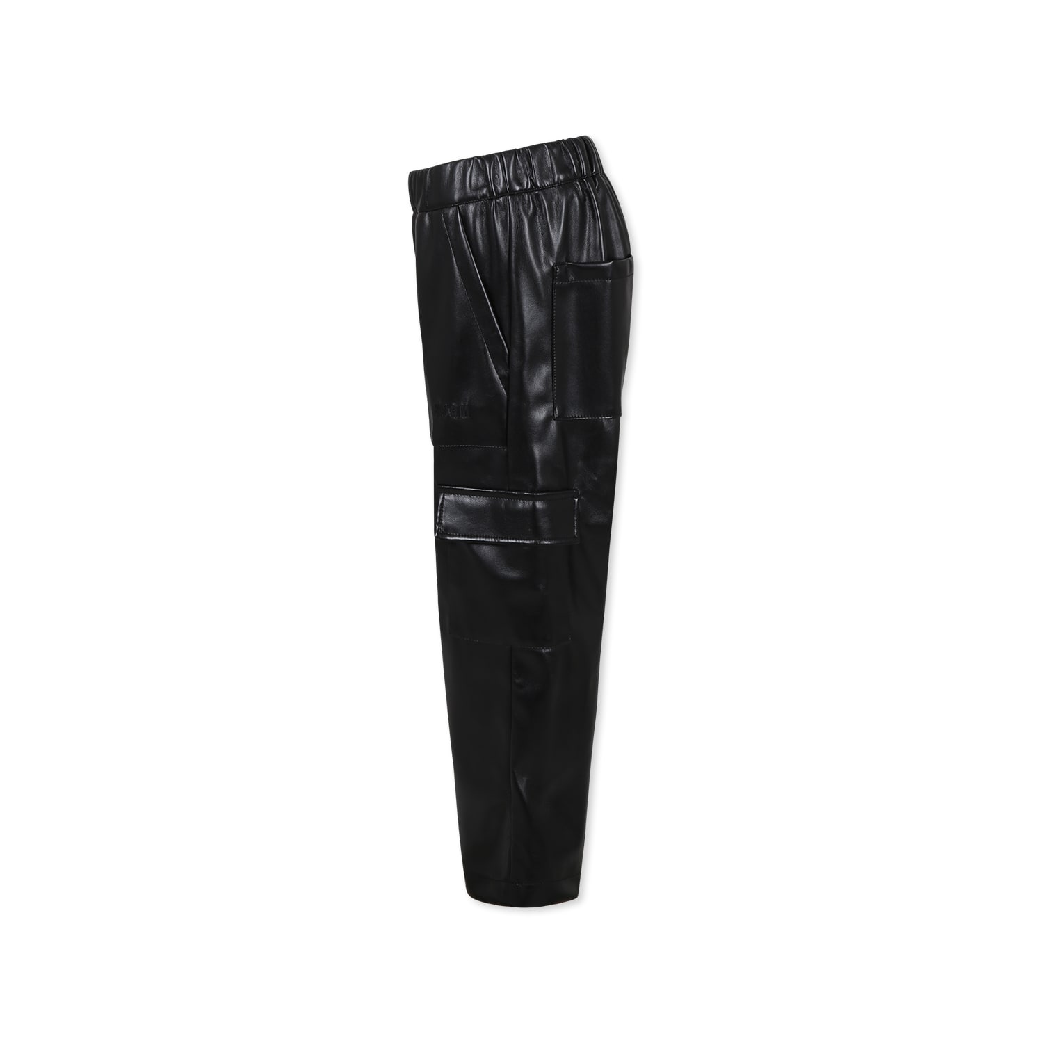 Shop Msgm Black Trousers For Girl With Logo