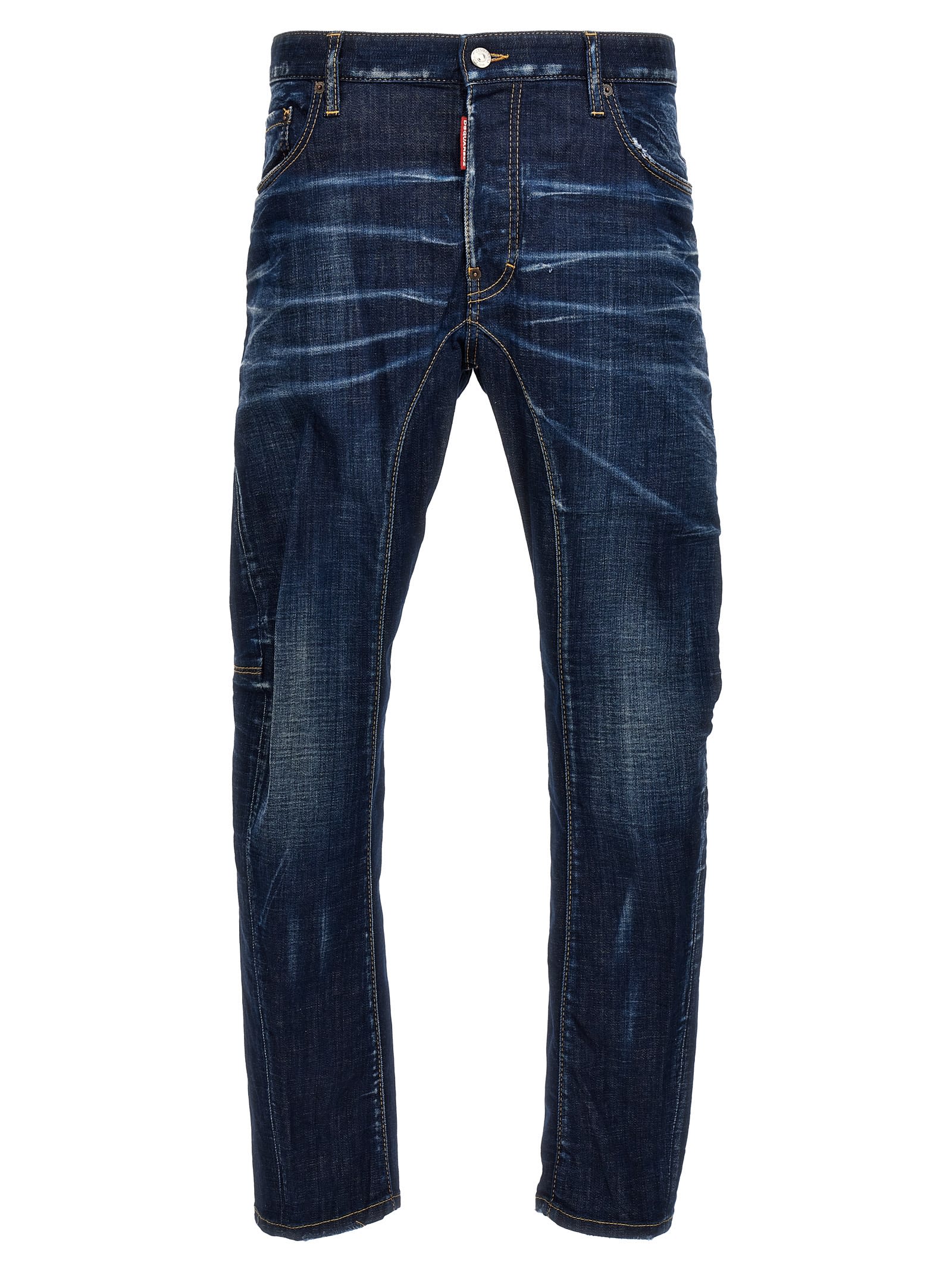 Dsquared2 Blue Jeans With Belt Loops And Logo Patch On The Rear In 470