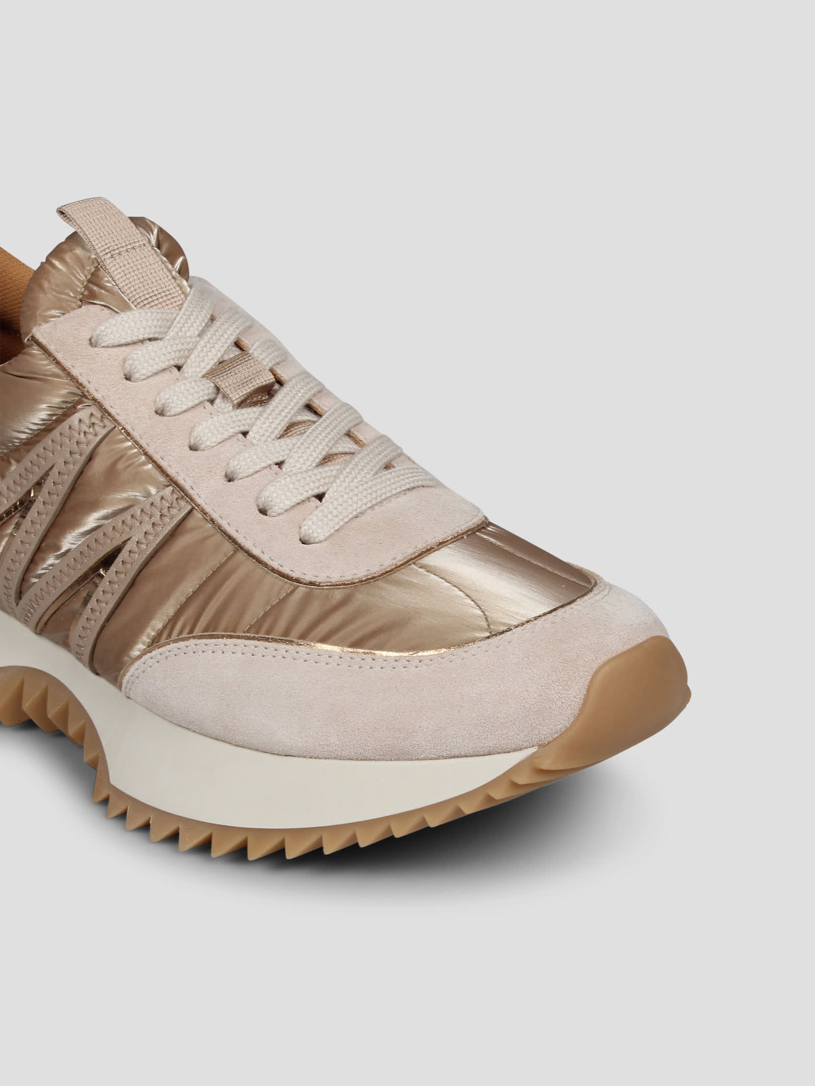 Shop Moncler Pacey Trainer In Nude & Neutrals
