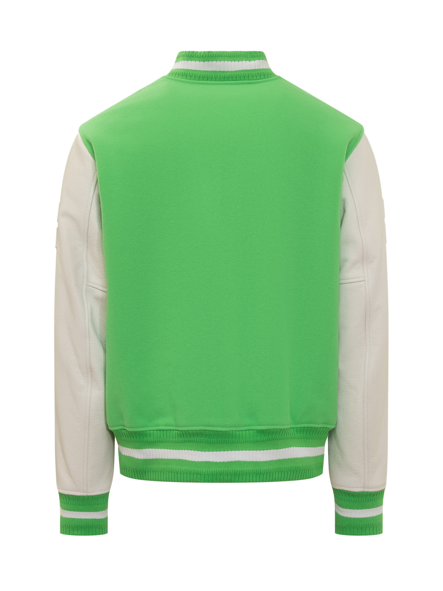 Shop Givenchy Wool And Leather Bomber Jacket In Bright Green