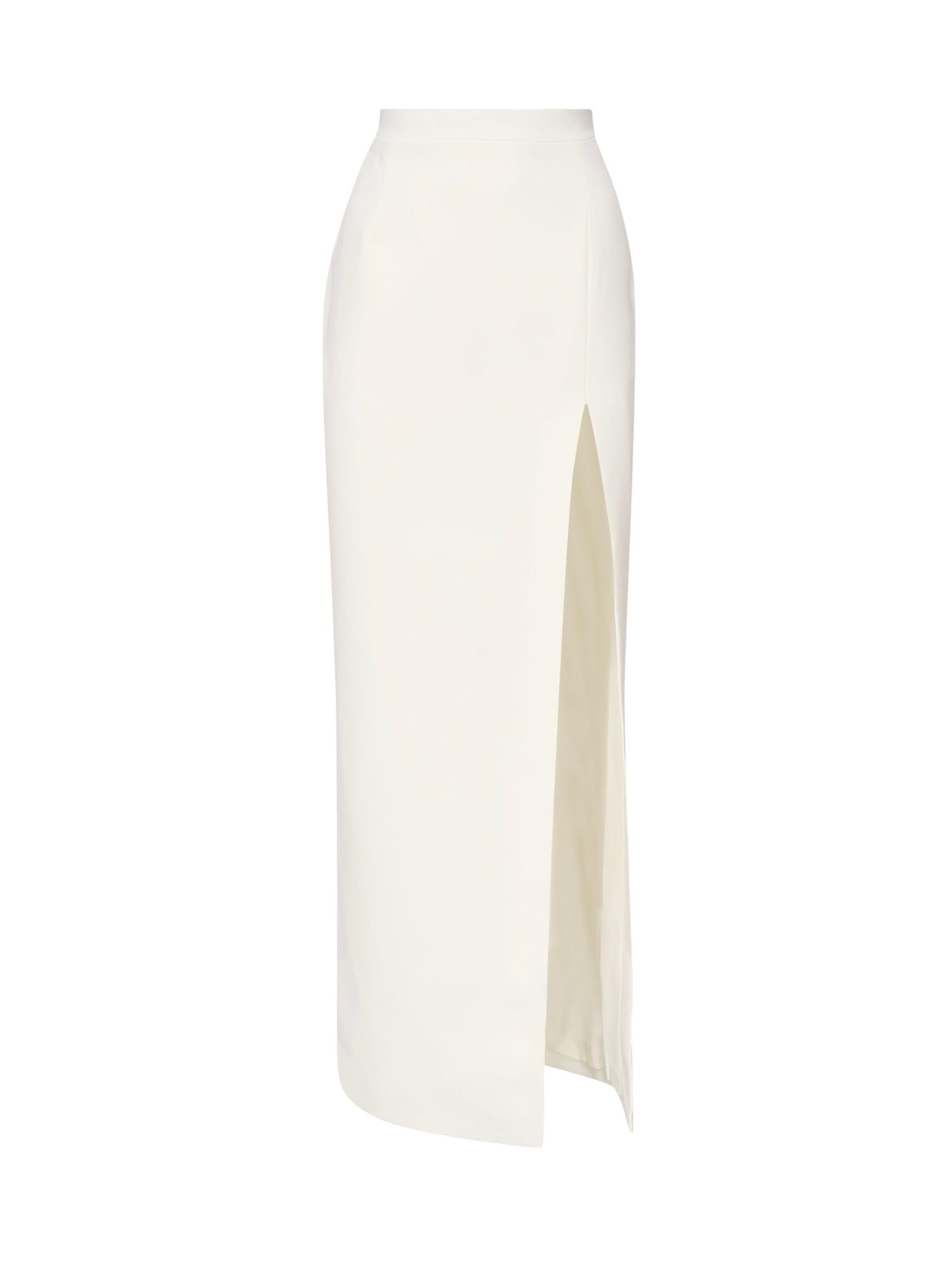 Alessandra Rich Wool Crepe Skirt In White