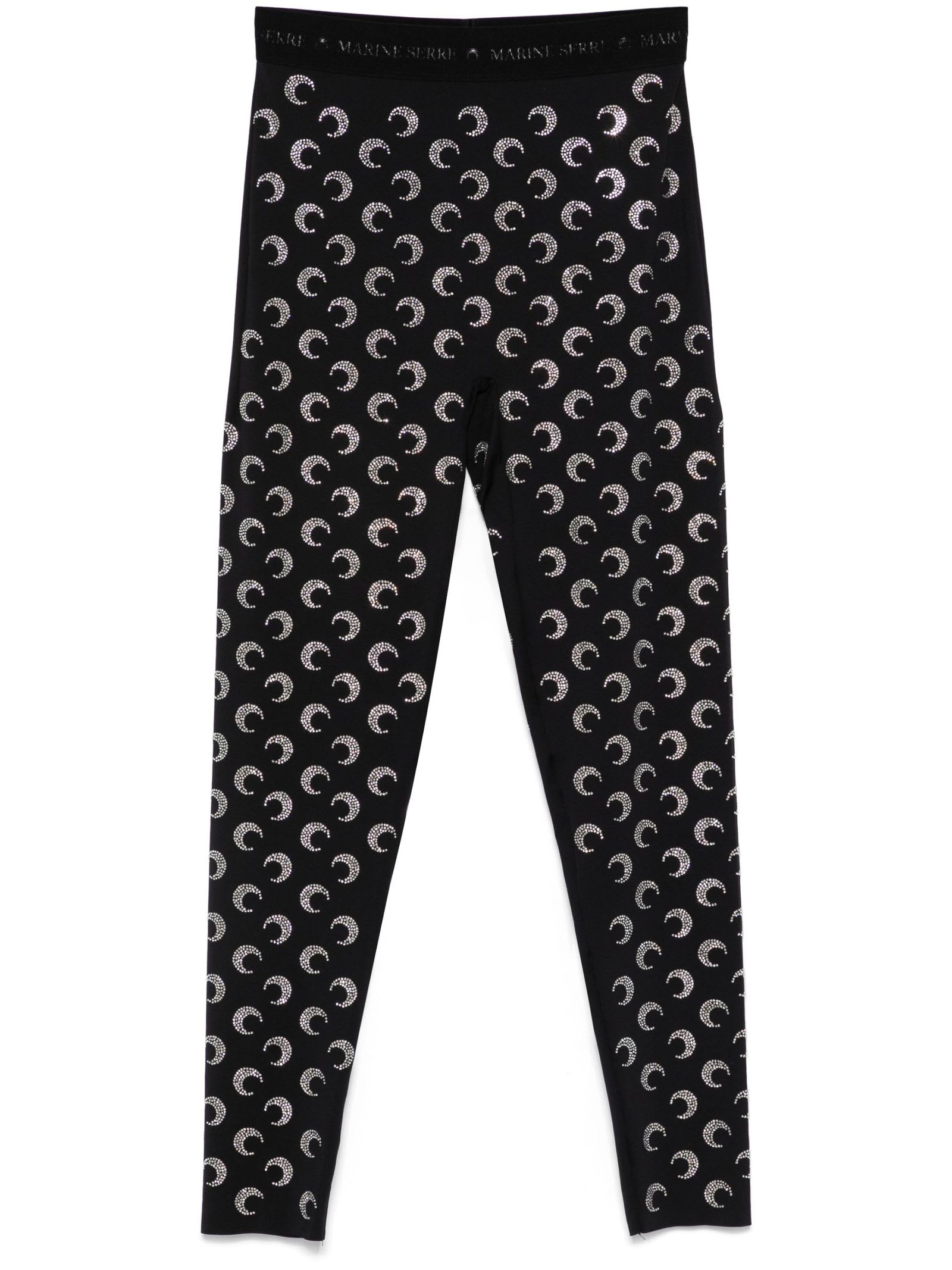 Shop Marine Serre Crescent Moon-embellished Leggings In Black