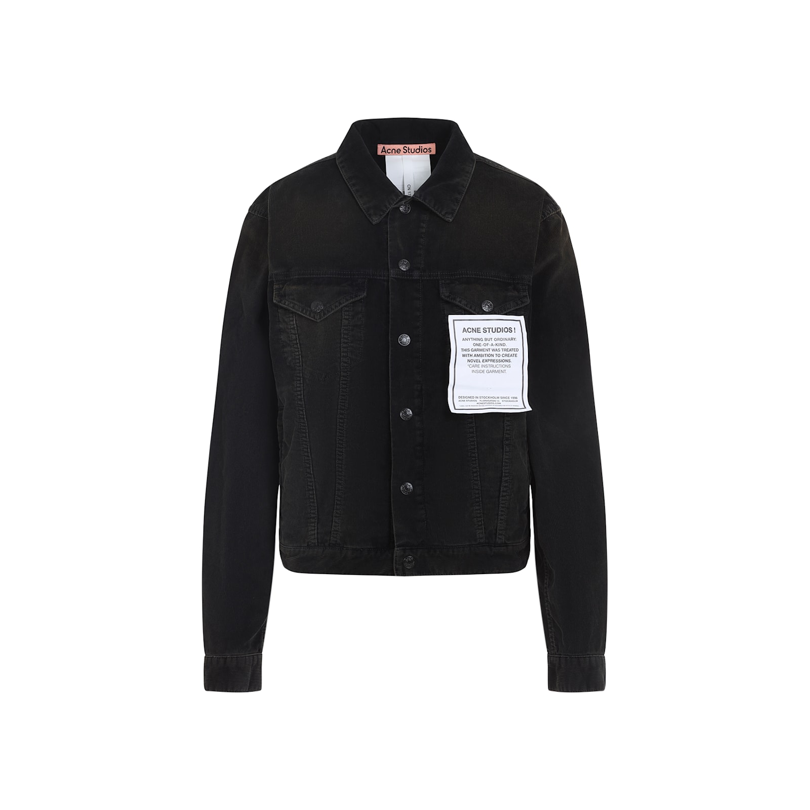 Acne Studios Long Sleeve Jacket With Collared Neck And Pockets In Black