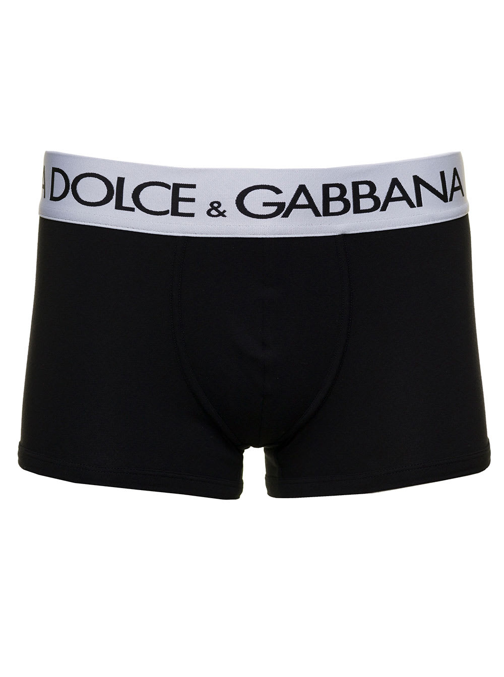 Dolce & Gabbana Black Boxer Briefs With Branded Waistband In Stretch Cotton Man