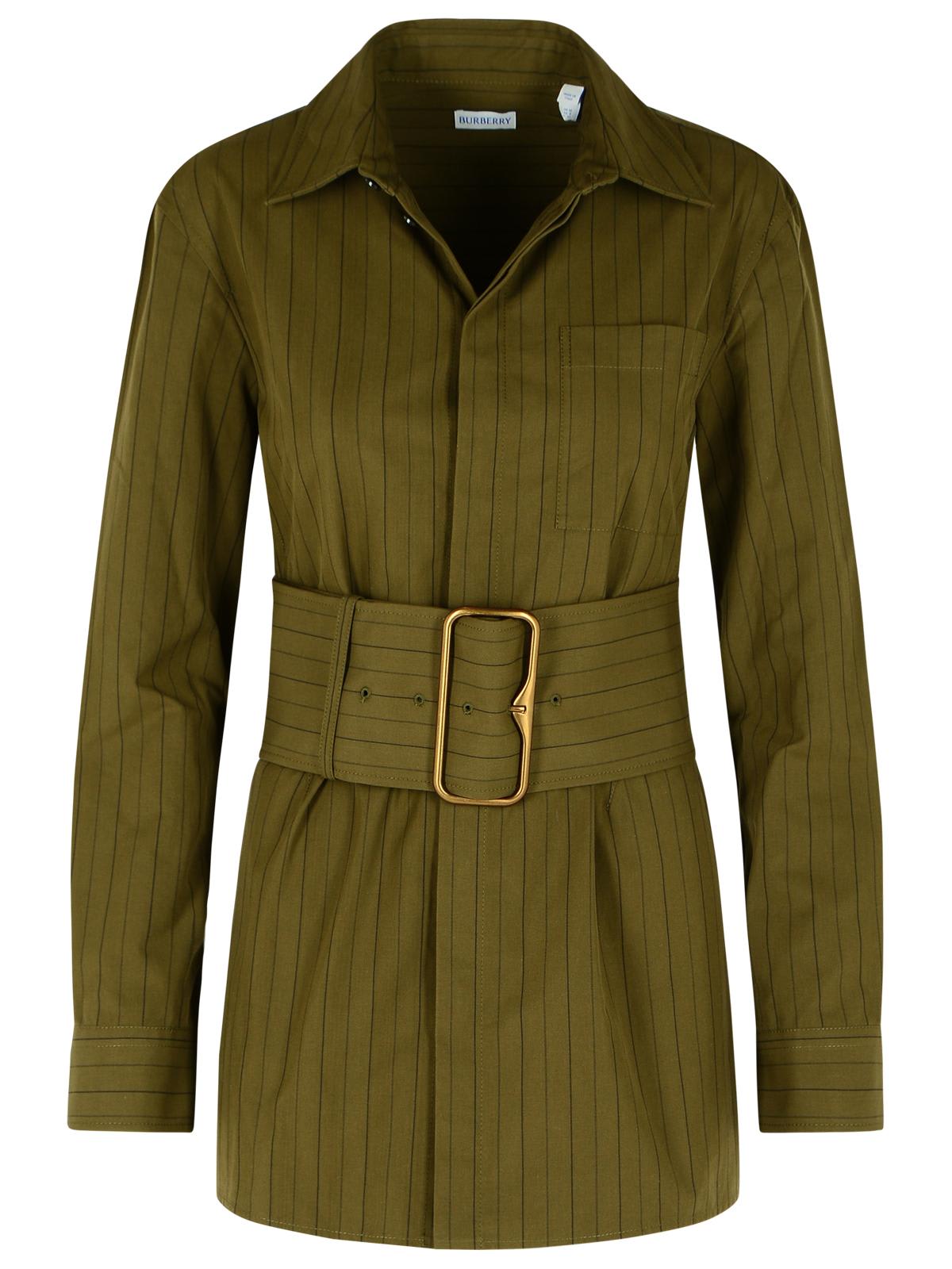 Burberry Green Cotton Mini Dress Women In Green