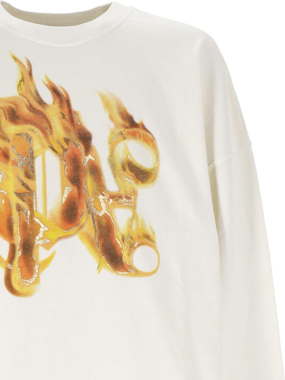 Shop Palm Angels Logo Printed Crewneck Sweatshirt In Neutrals