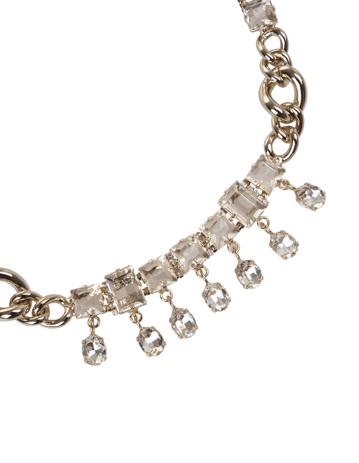 Shop Ermanno Scervino Chain Necklace With Stones In White