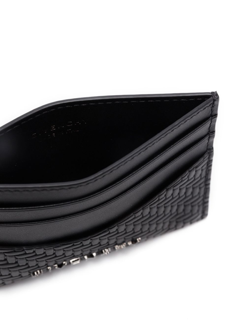 Givenchy Textured Monogram Calf Leather Card Holder In Black