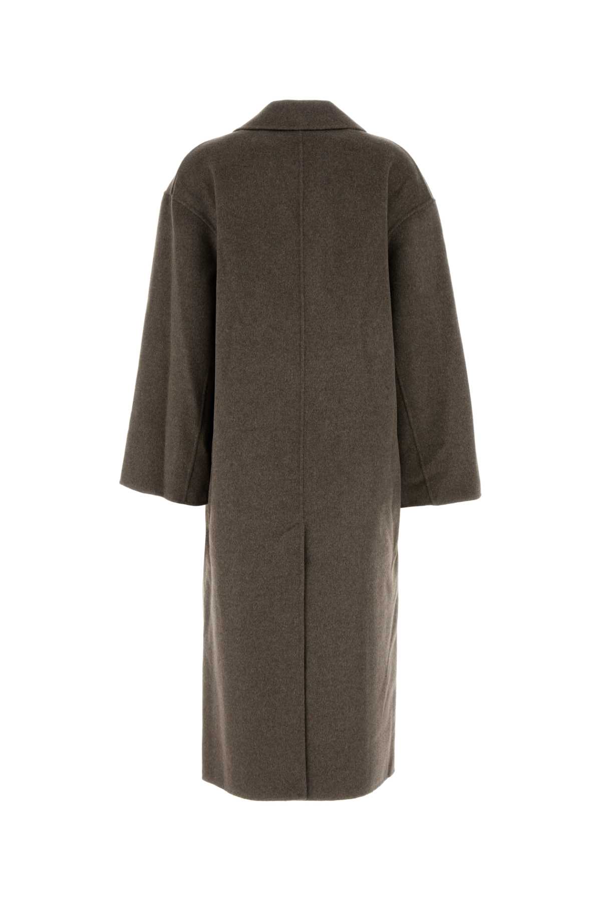 Loulou Studio Dove Grey Wool Blend Borneo Coat In Brown