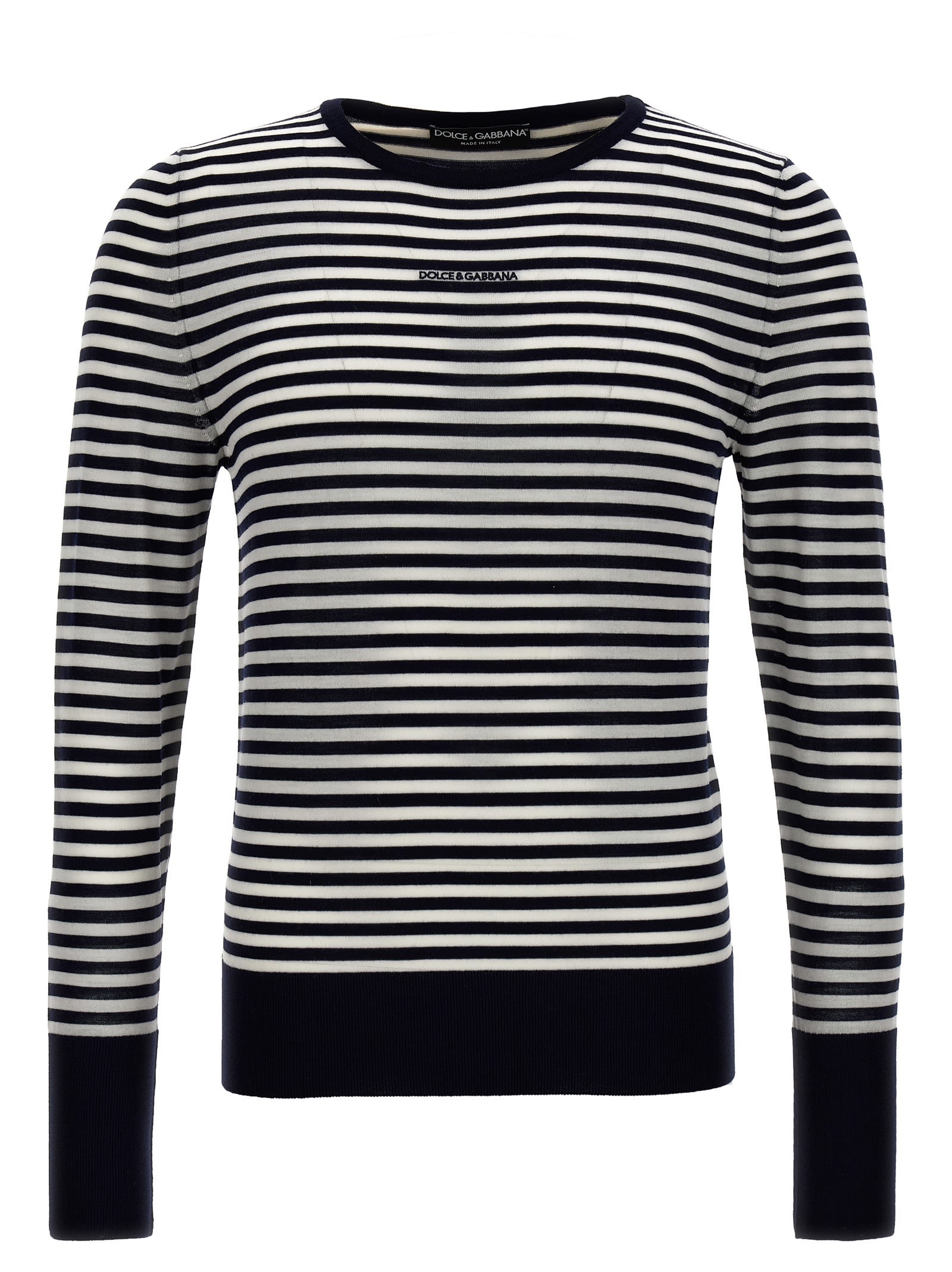 Shop Dolce & Gabbana Striped Sweater In Bianco Blu (white)