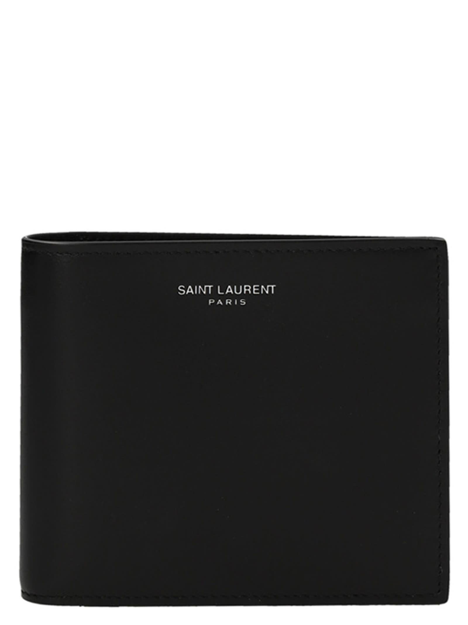 Shop Saint Laurent Logo Wallet In Black