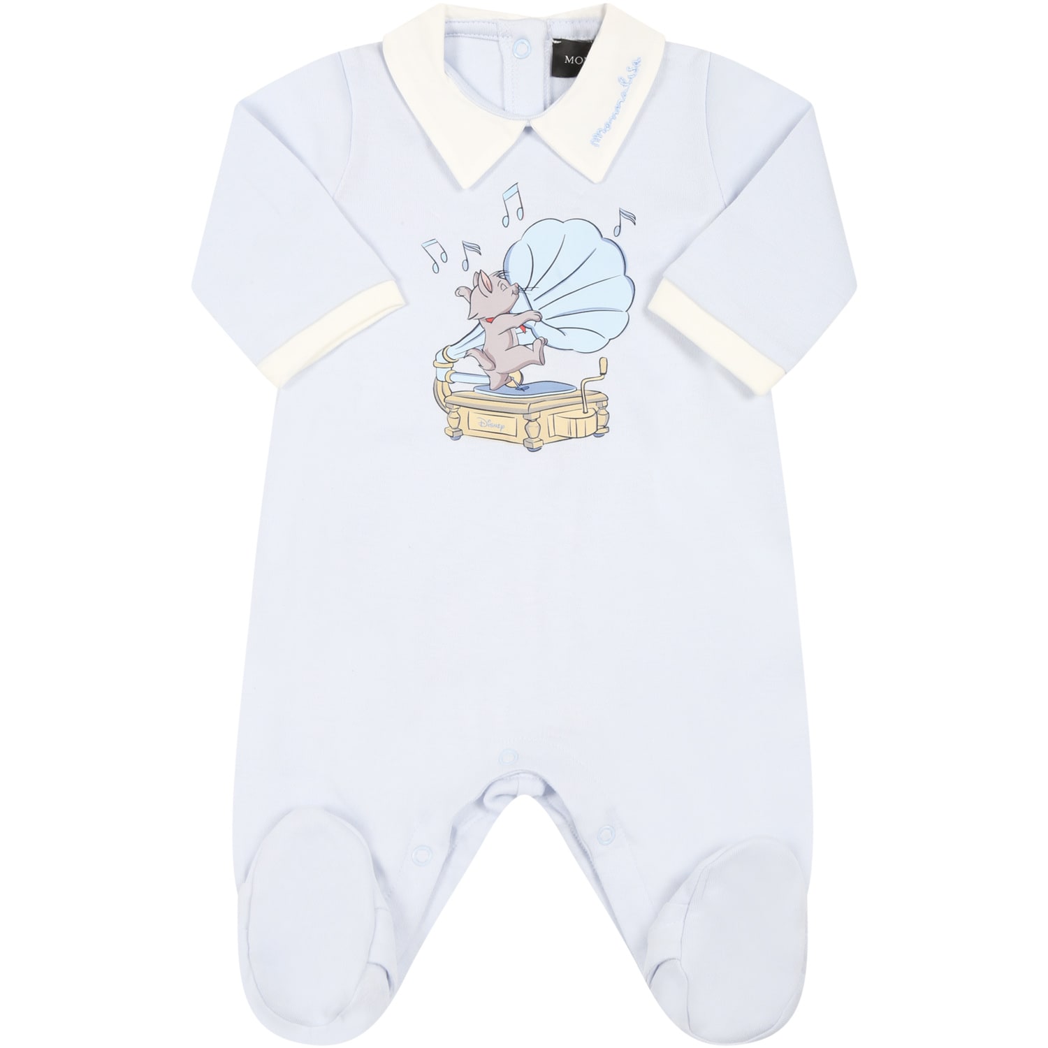 Monnalisa Light-blue Babygrow For Baby Boy With Logo