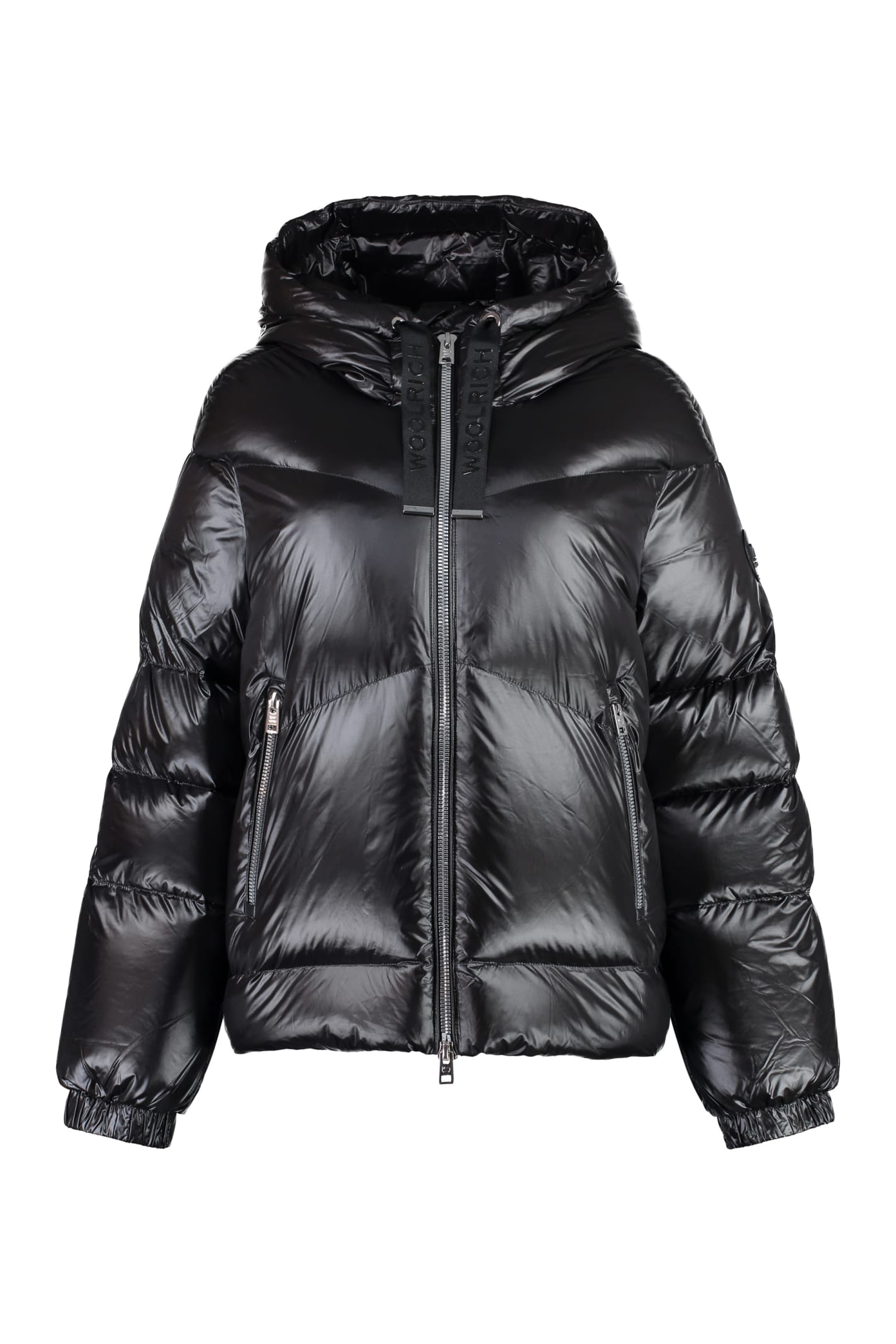 Shop Woolrich Aliquippa Hooded Nylon Down Jacket In Black