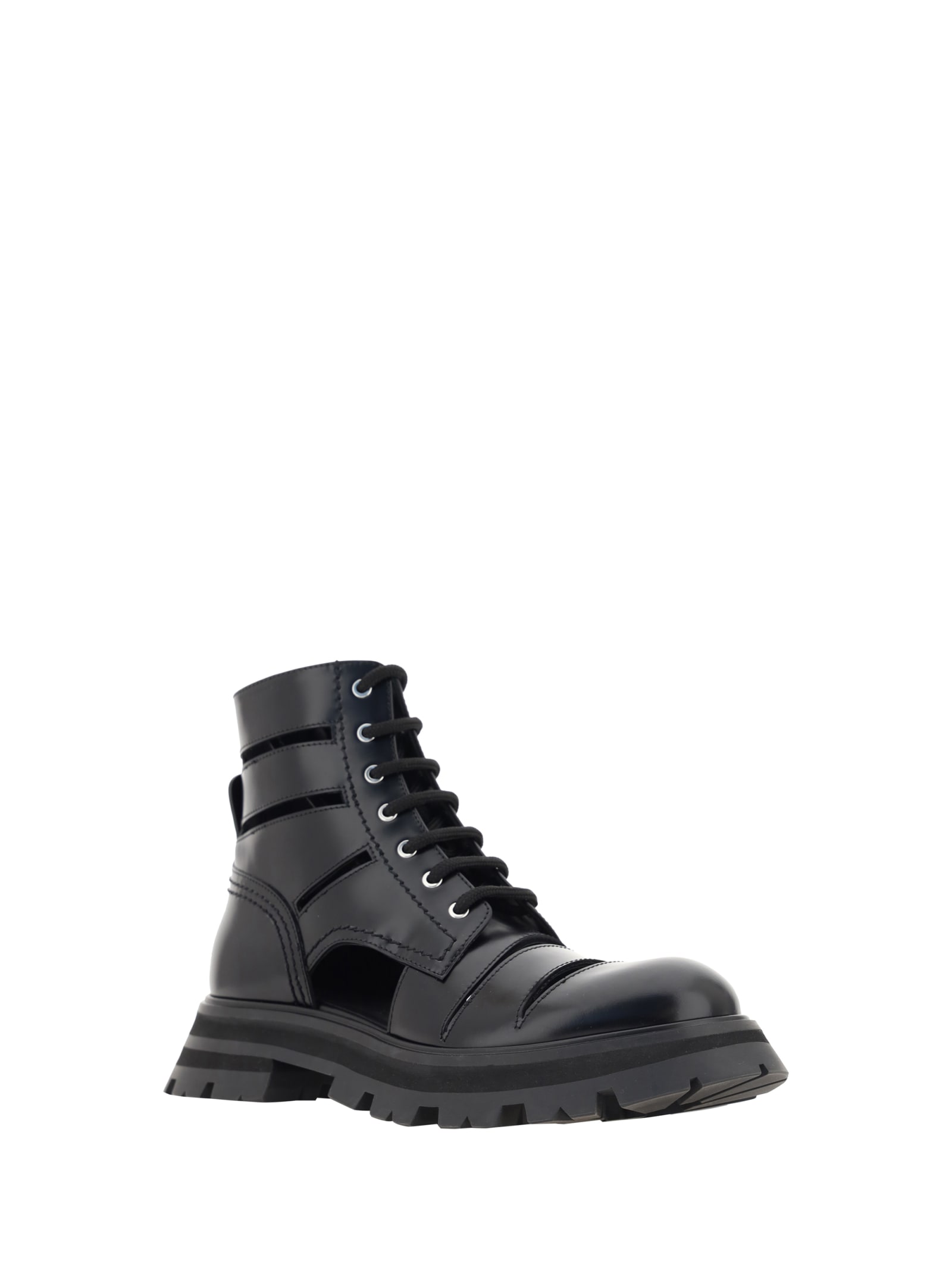 Shop Alexander Mcqueen Wander Combat Boots In Black