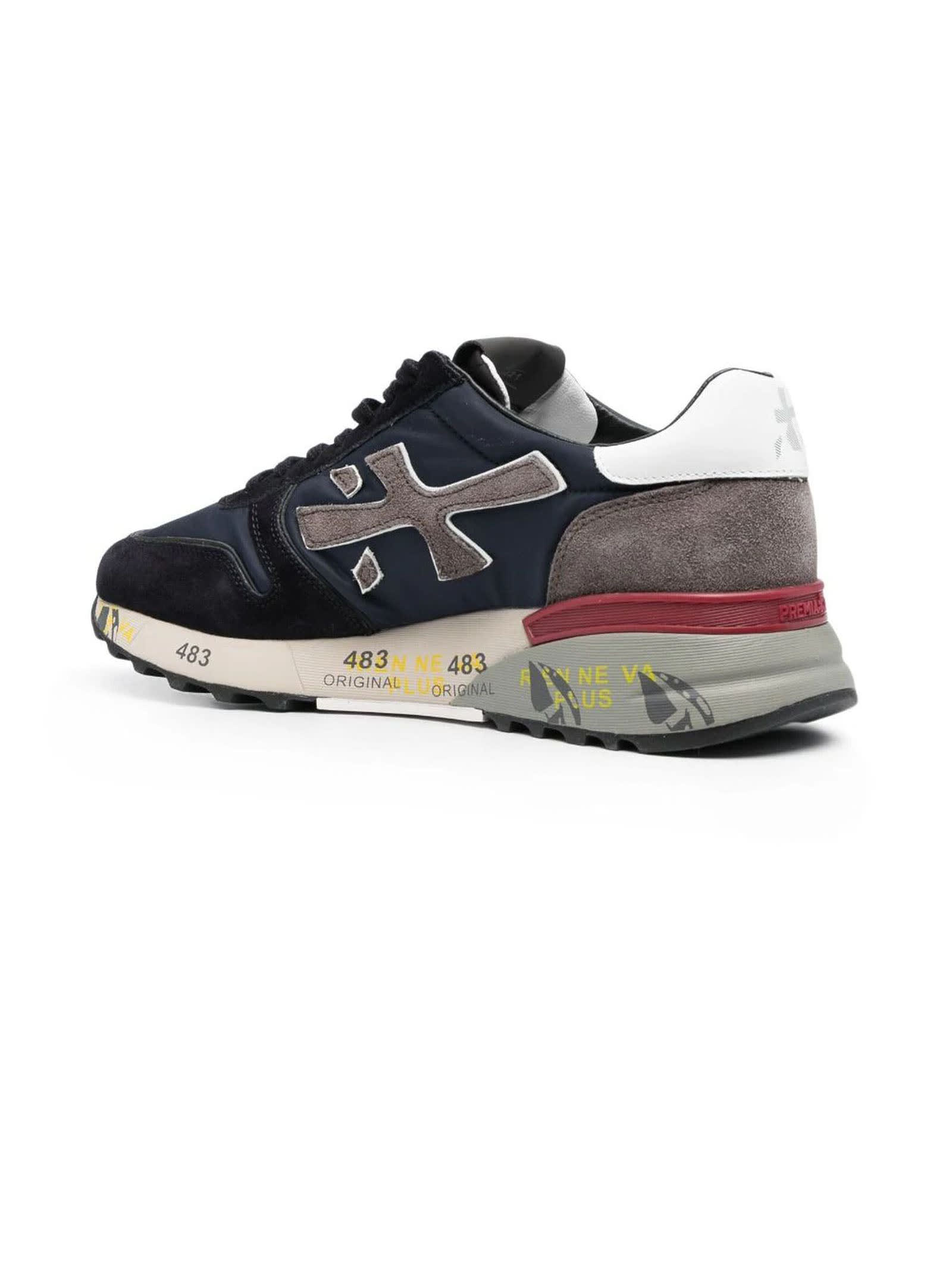 Shop Premiata Navy Blue Mick Low-top Sneakers