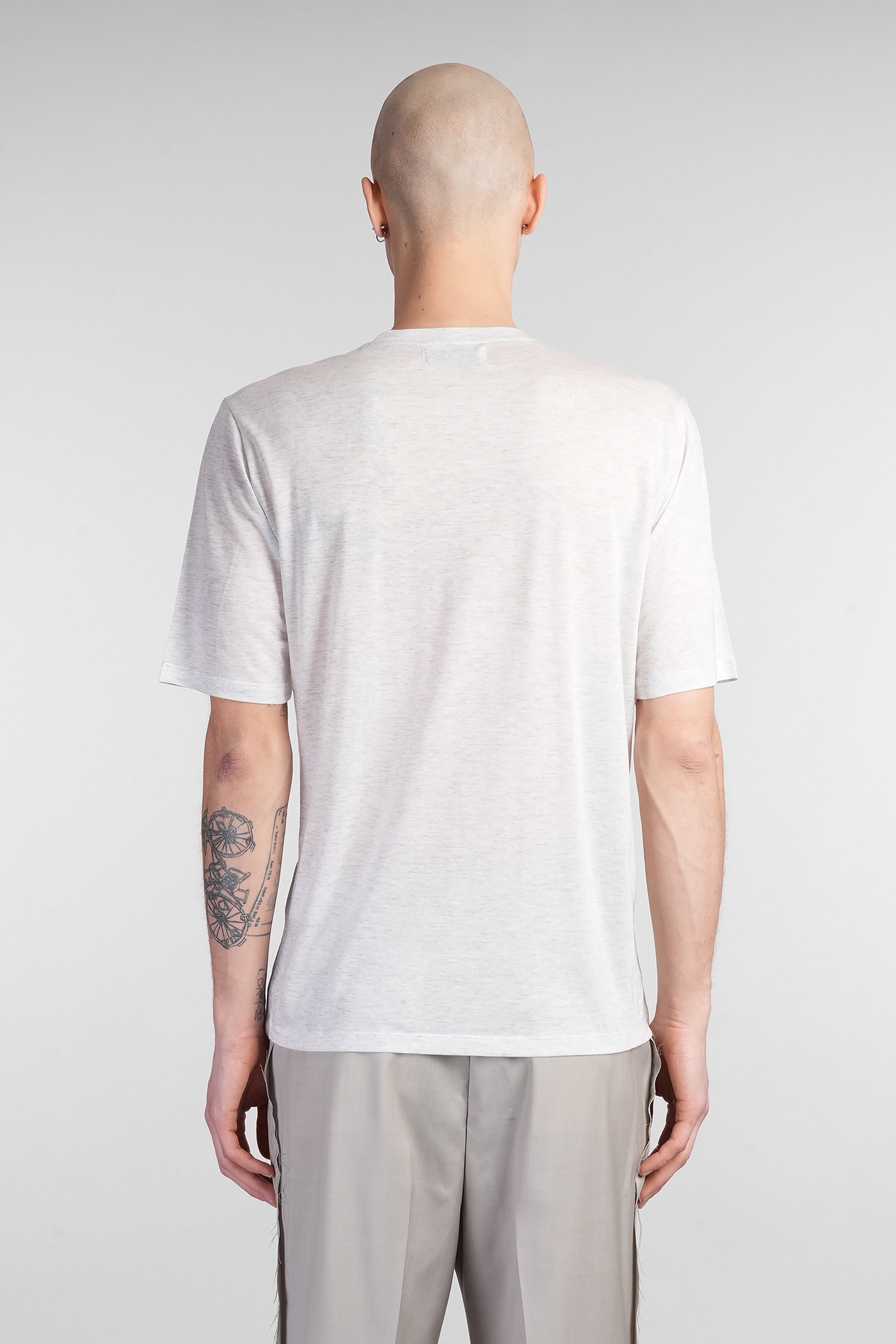 Paura Leyla T-shirt In Grey Cotton In Grey