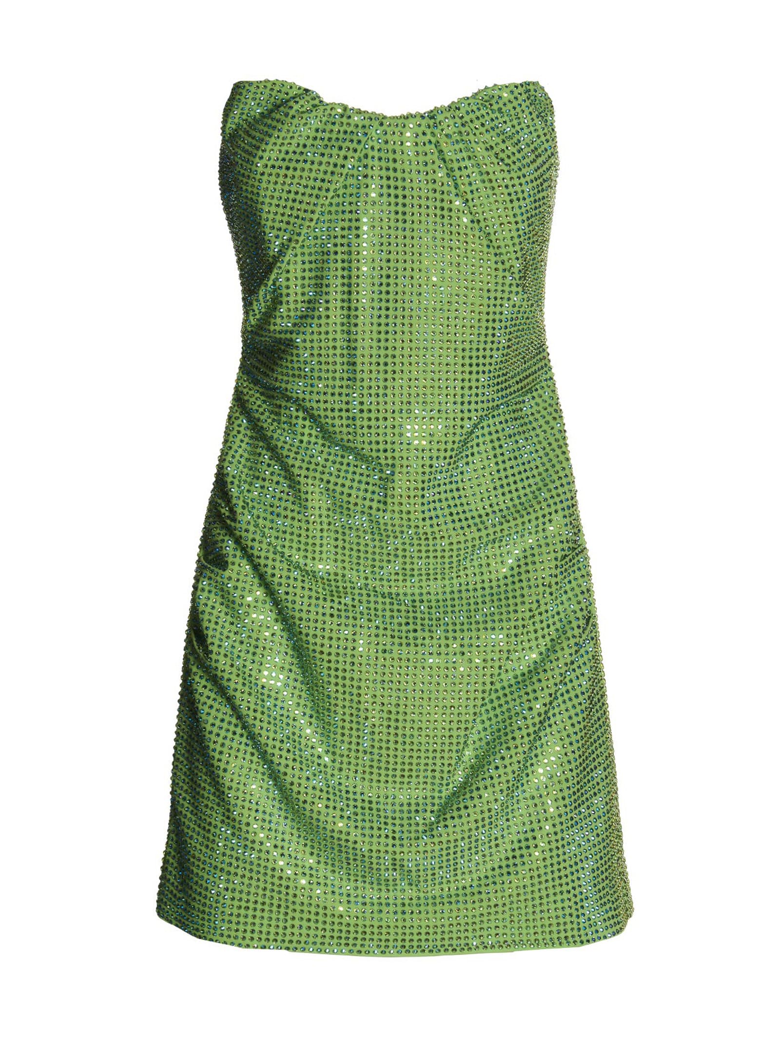 Shop Roland Mouret Strapless Diamante Short Dress In Green