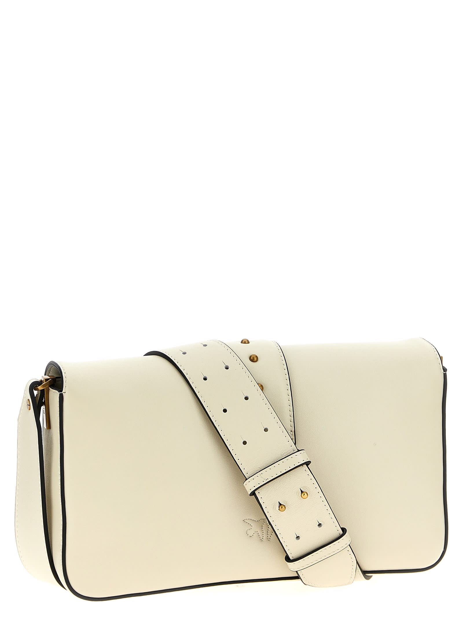 Shop Pinko Love One Classic Crossbody Bag In White