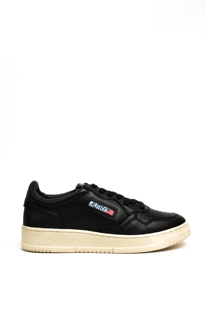 Shop Autry Medalist Low Sneakers In Black Goat Leather In Goat/goat Black