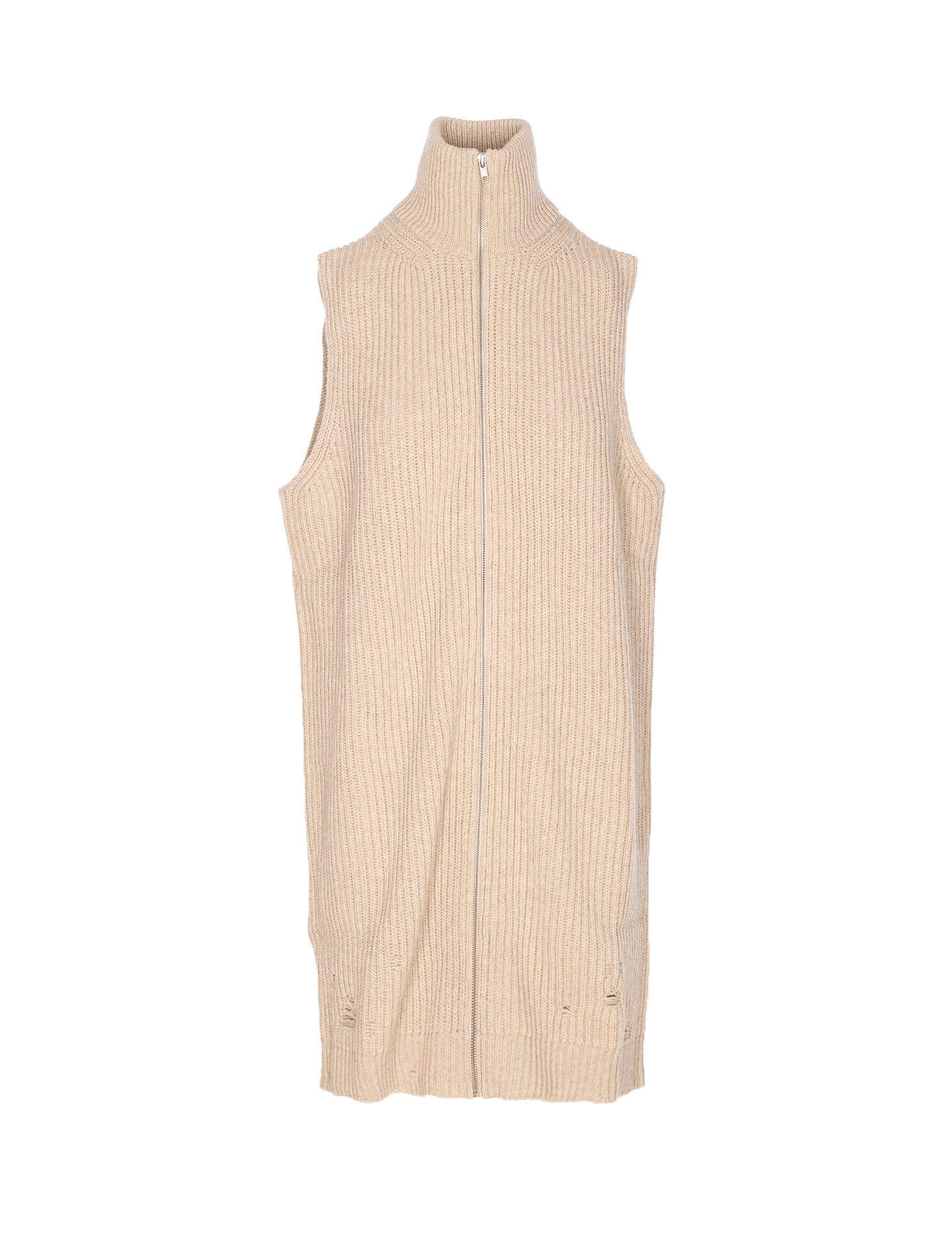 Mm6 Maison Margiela High-neck Zip-front Top In Neutral