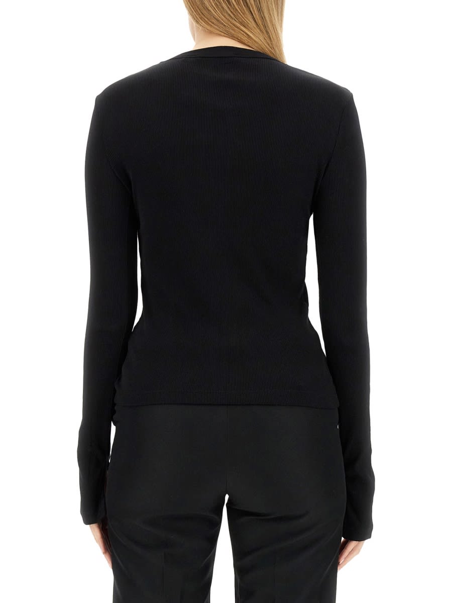 Shop Helmut Lang Slash Long Sleeve Top In Black