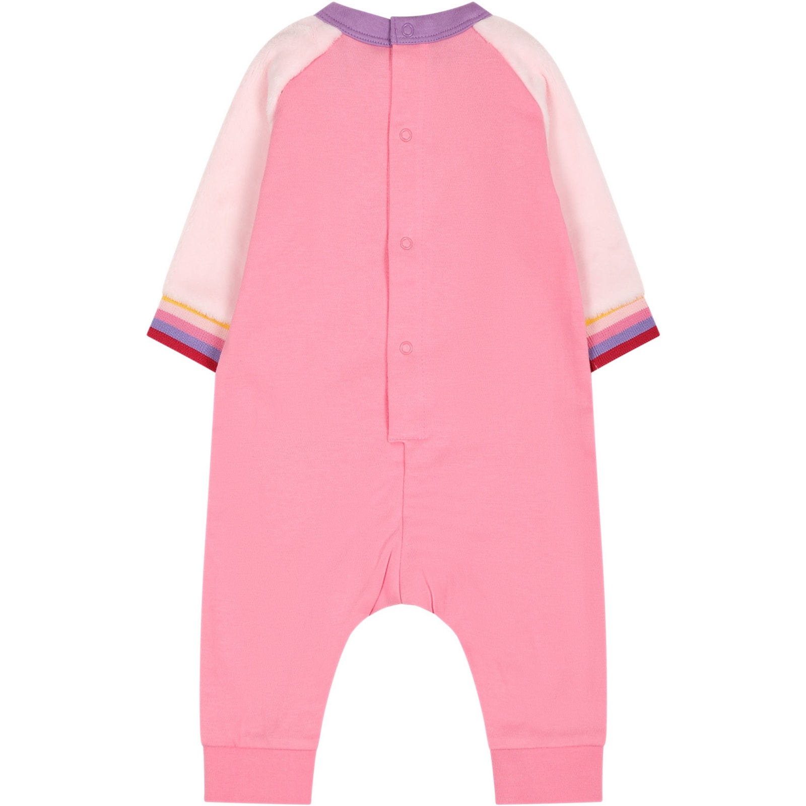 Shop Little Marc Jacobs Pink Babygrow For Baby Girl With Logo In Rosa