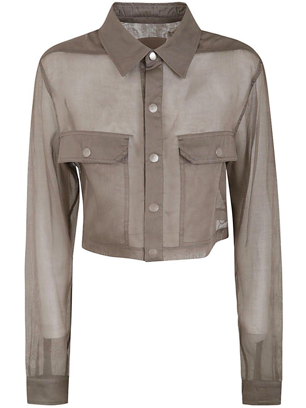 Shop Rick Owens Cropped Outershirt In Dust