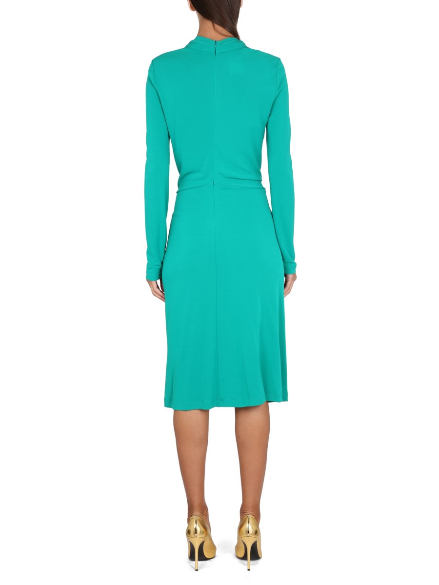Alberta Ferretti Twisted-front Long-sleeved Midi Dress In Emerald