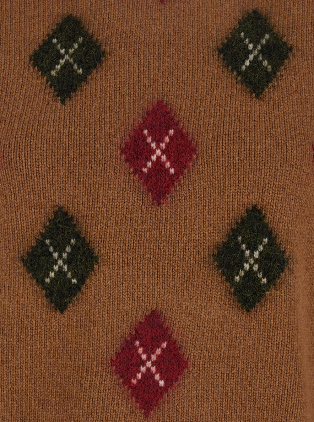 The Seafarer Brown Crewneck Sweater With Diamond Embroidery On The Front And Ribbed Trims In Wool Blend Woman In Brown