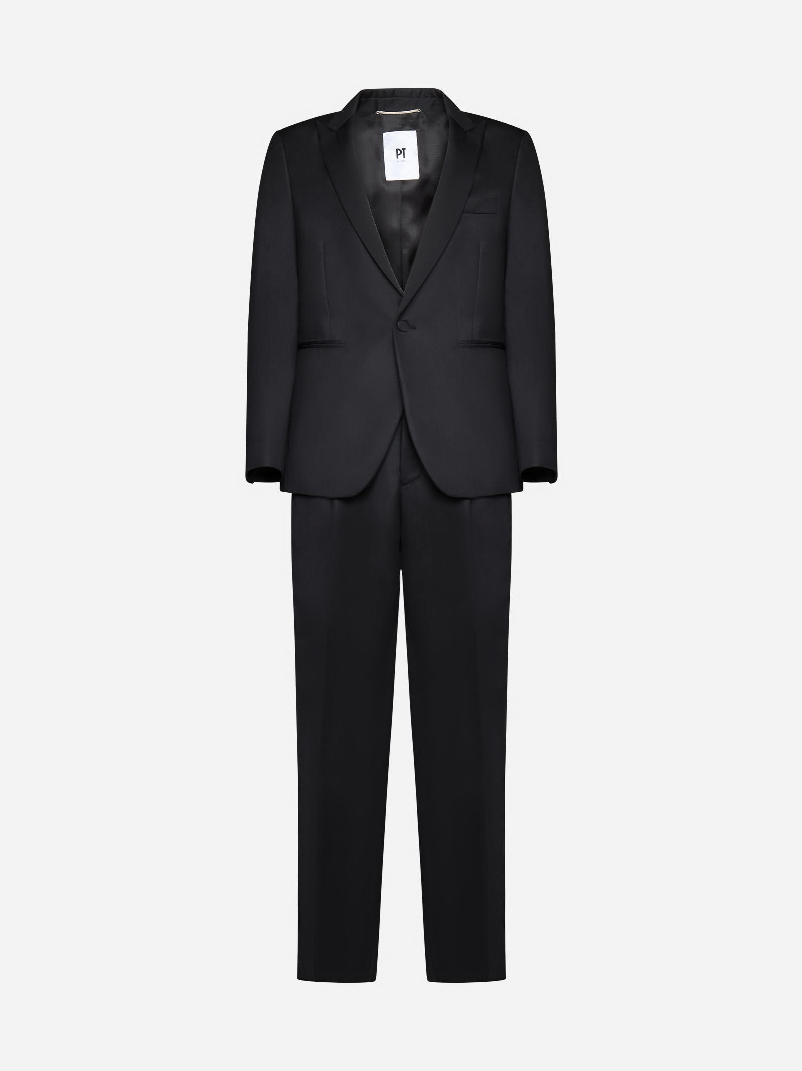 Pt01 Wool-blend Tuxedo In Black