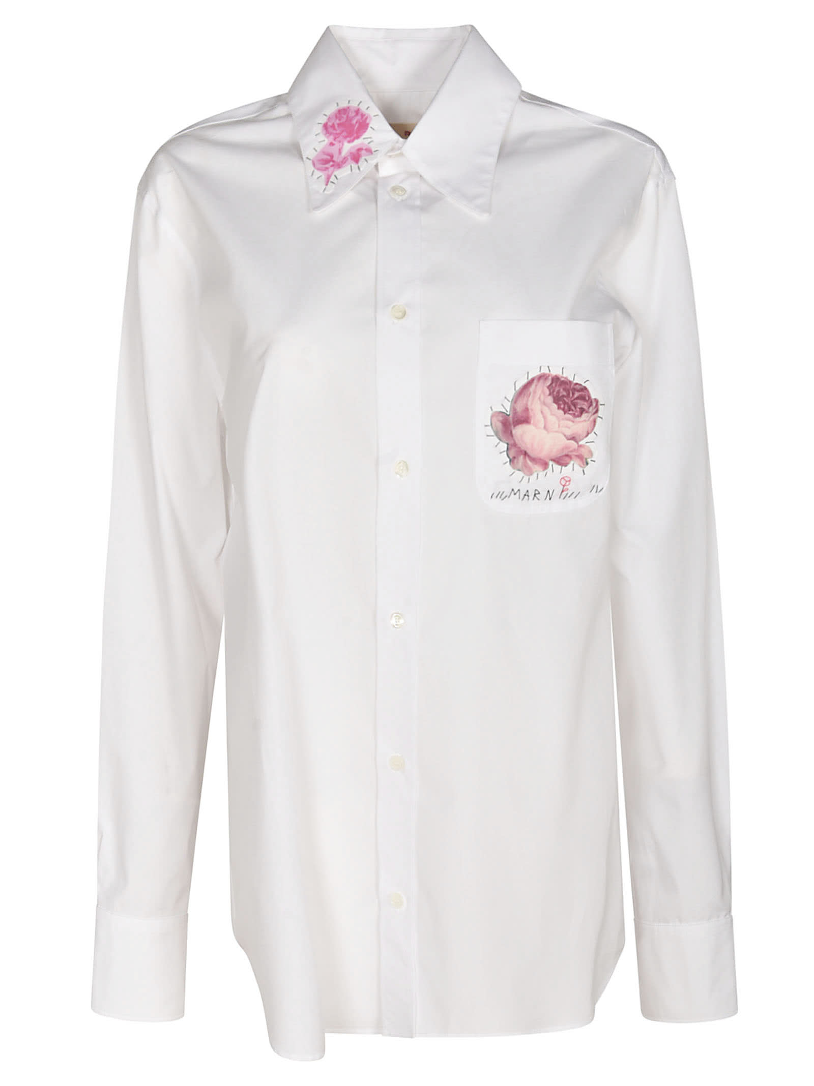 Shop Marni Patch Detail Shirt In White