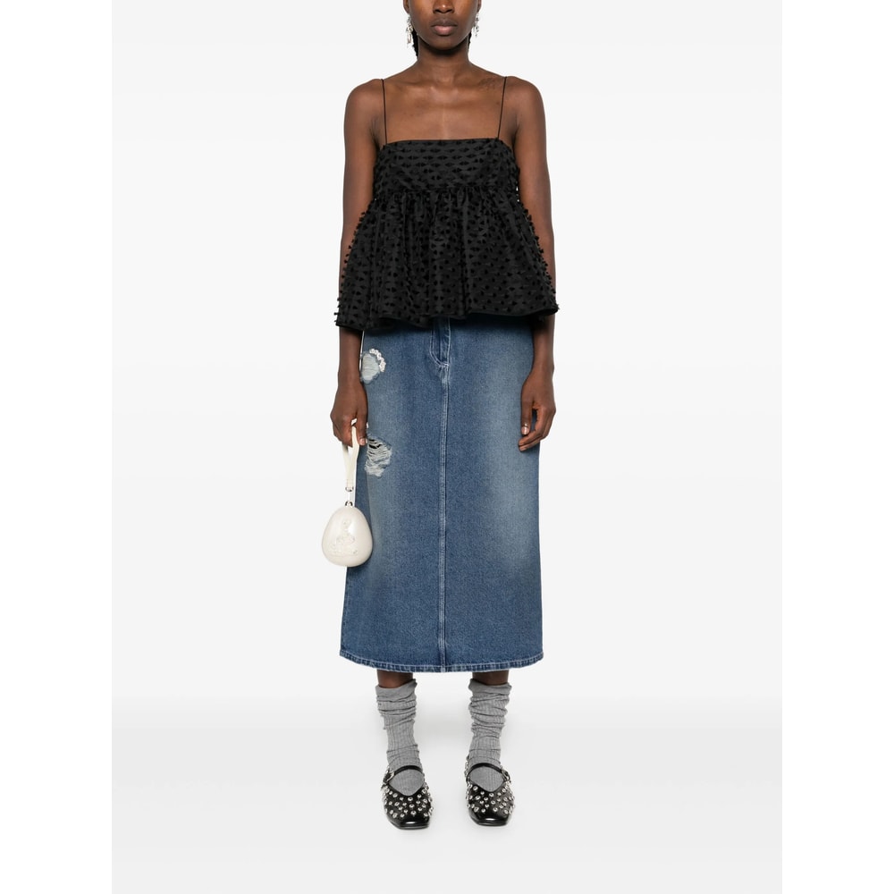 Simone Rocha Embellished Denim Flare Skirt In Multi