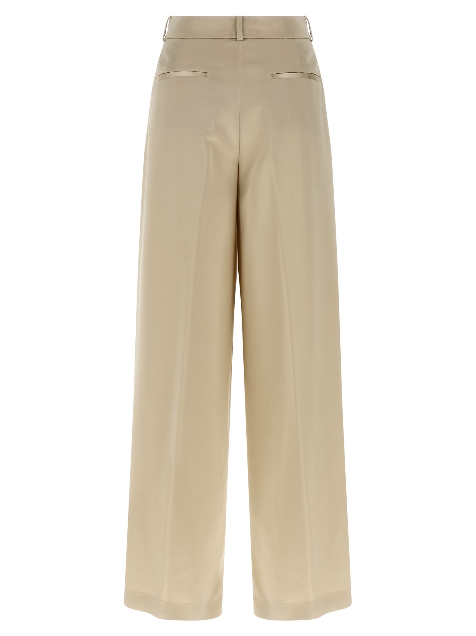 Peserico High Waist Wide Leg Trousers With Pockets In Neutral